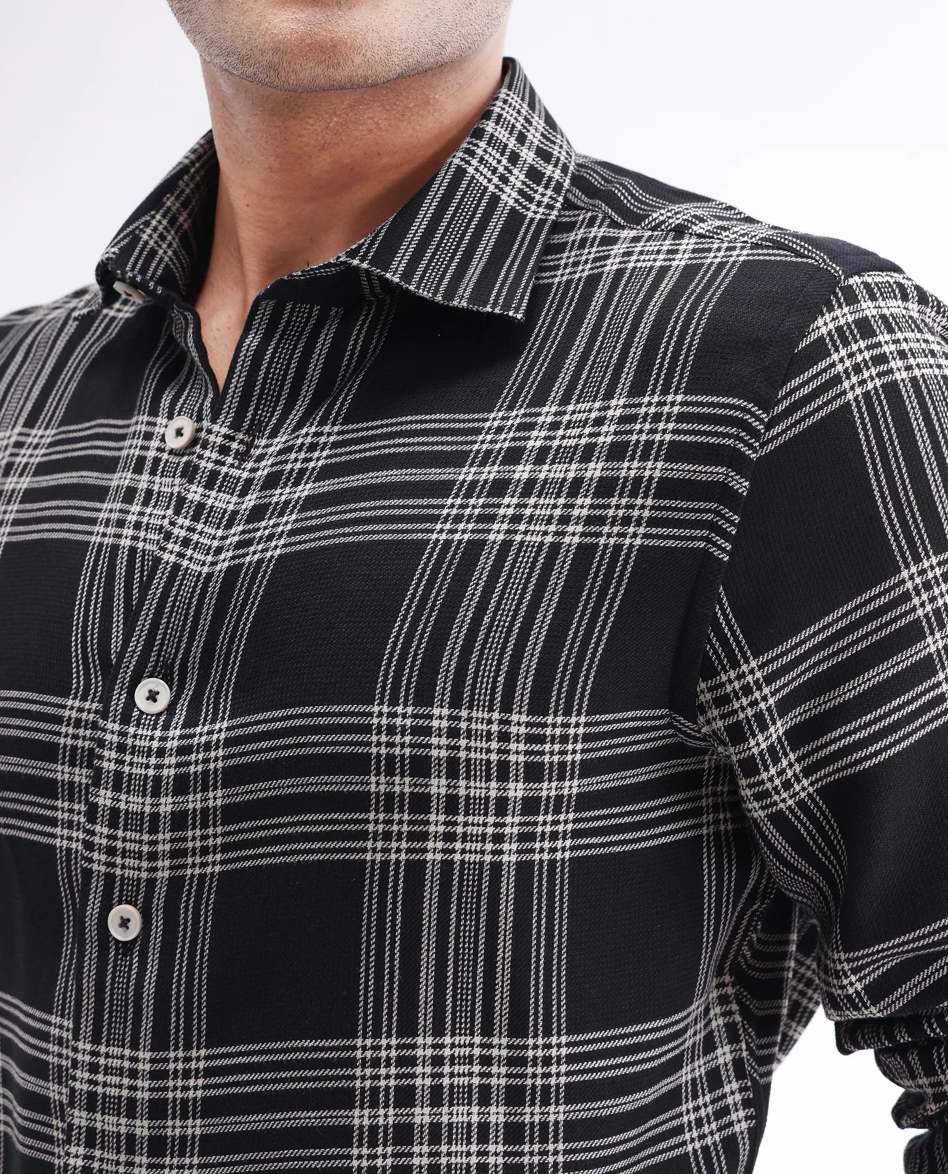 Rare Rabbit Men's Alls Black Cotton Checked Print Regular Fit Full Sleeve Collared Shirt - Image 3