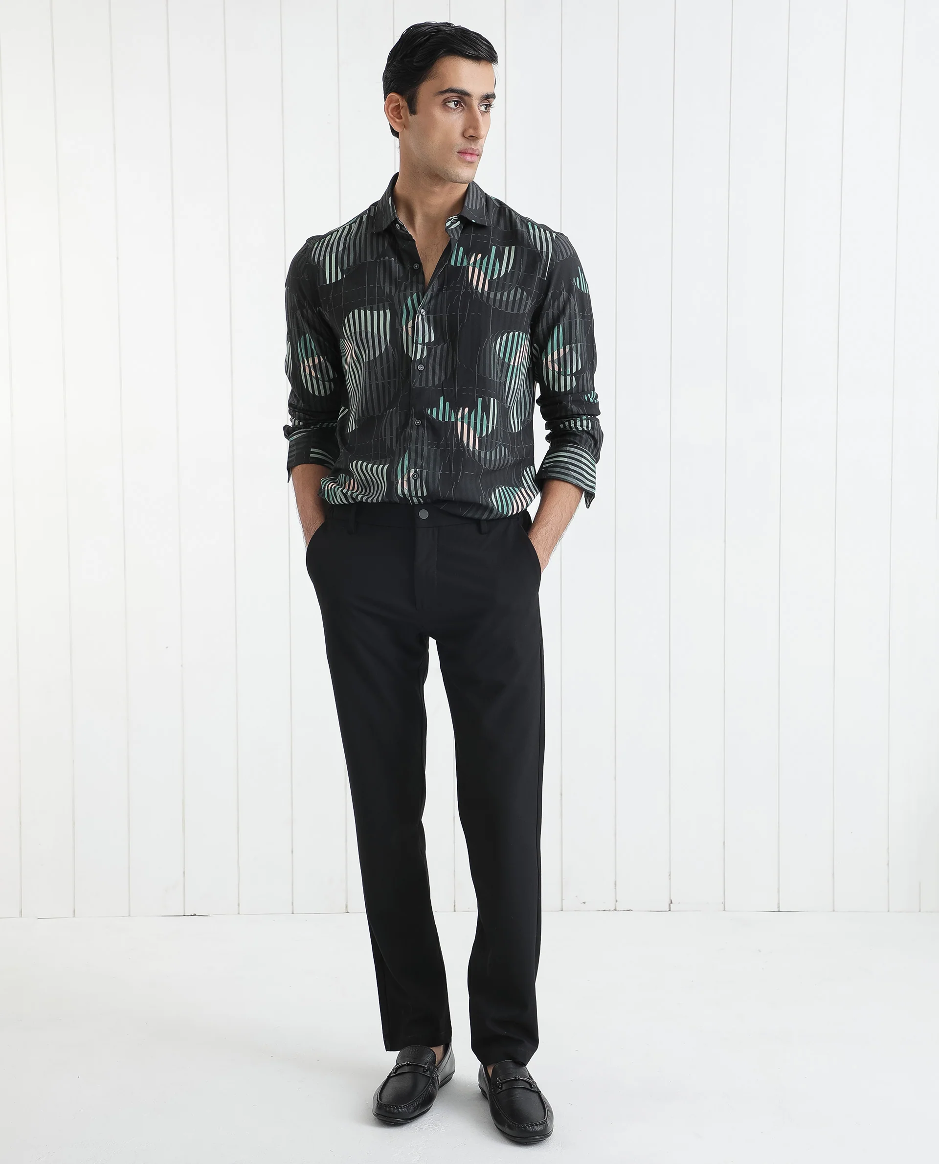 Rare Rabbit Men's Alora Black Viscose Floral Print Regular Fit Full Sleeve Collared Shirt - Image 4