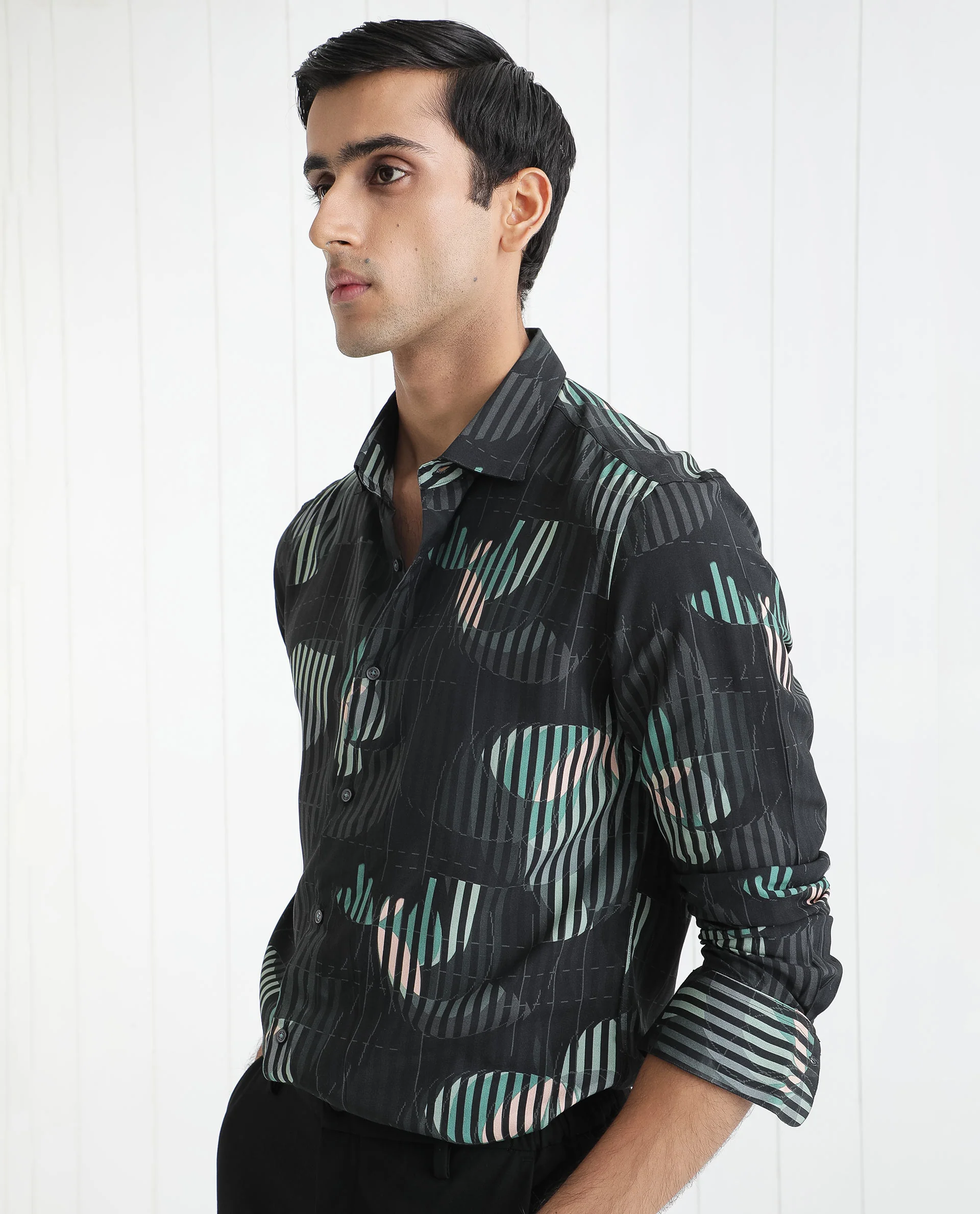 Rare Rabbit Men's Alora Black Viscose Floral Print Regular Fit Full Sleeve Collared Shirt - Image 5