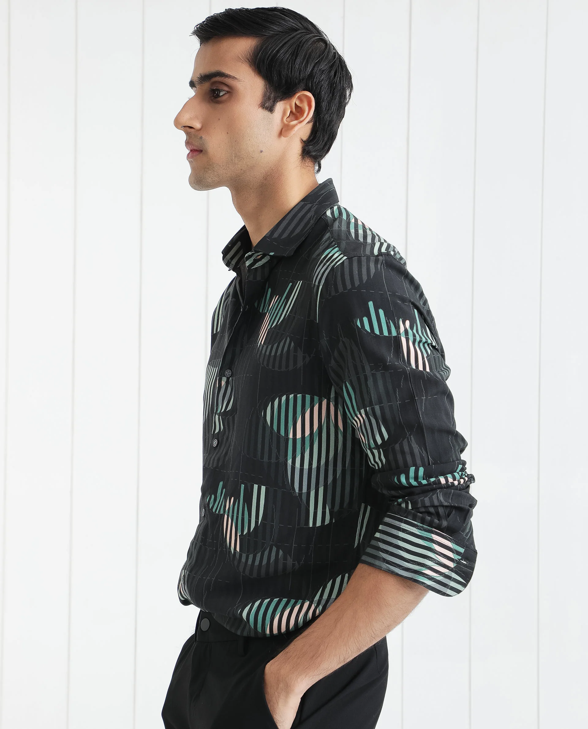 Rare Rabbit Men's Alora Black Viscose Floral Print Regular Fit Full Sleeve Collared Shirt - Image 6