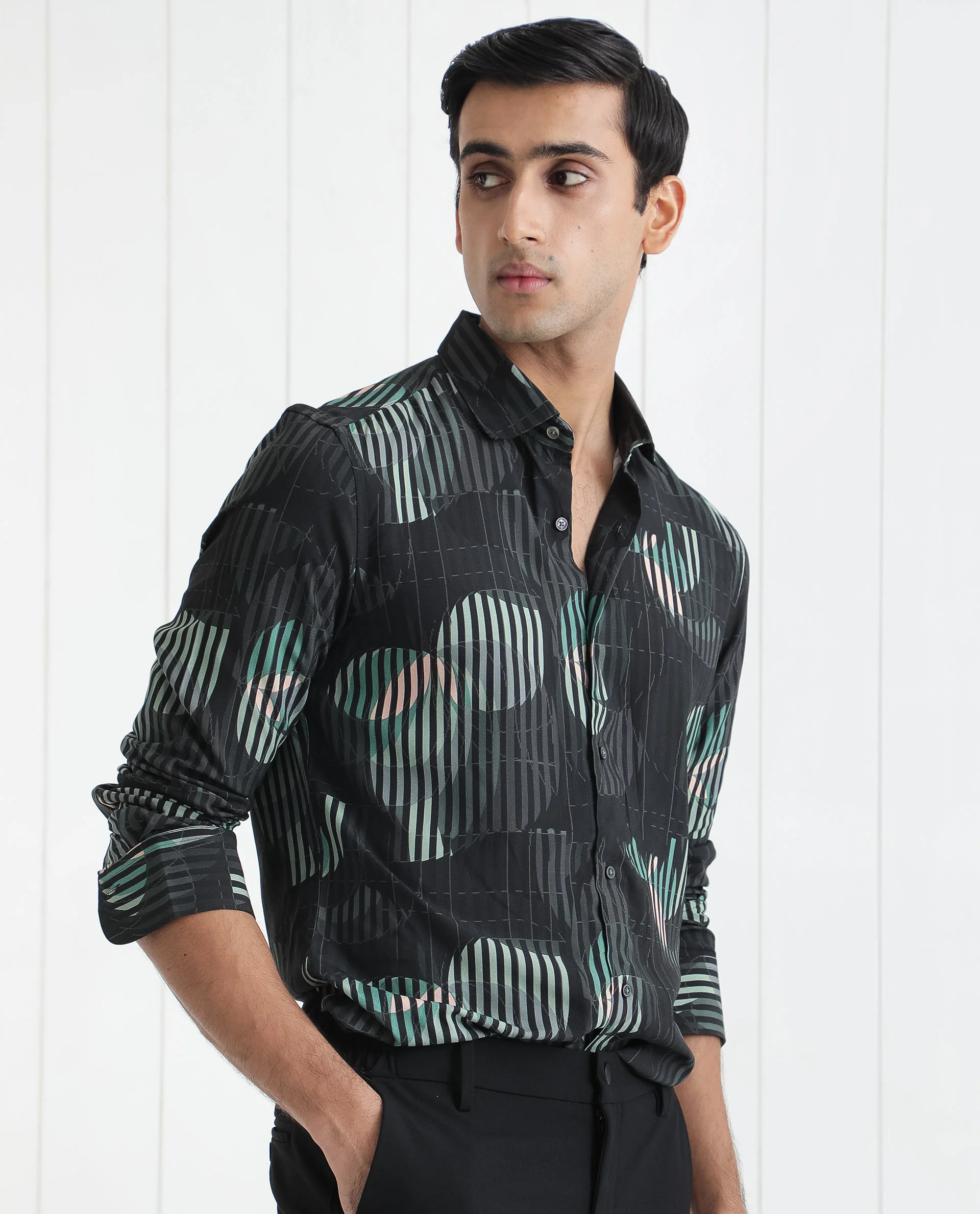 Rare Rabbit Men's Alora Black Viscose Floral Print Regular Fit Full Sleeve Collared Shirt - Image 7