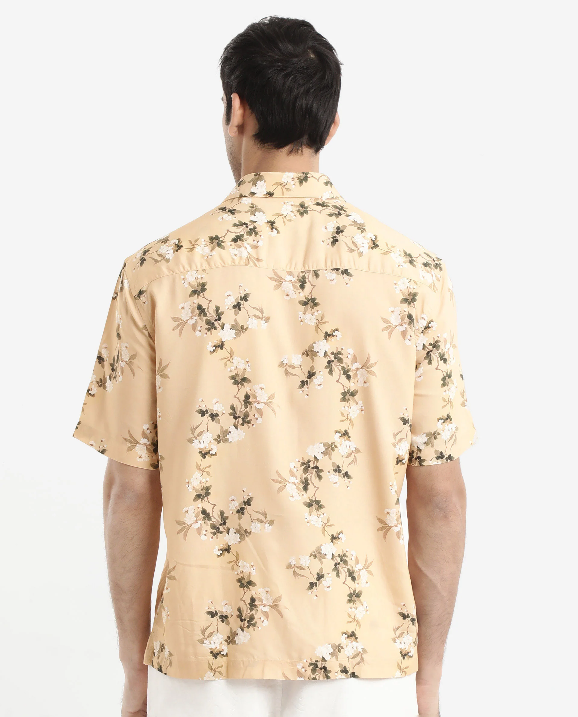 Rare Rabbit Men's Alpher Beige Viscose Floral Print Boxy Fit Half Sleeve Collared Shirt - Image 6