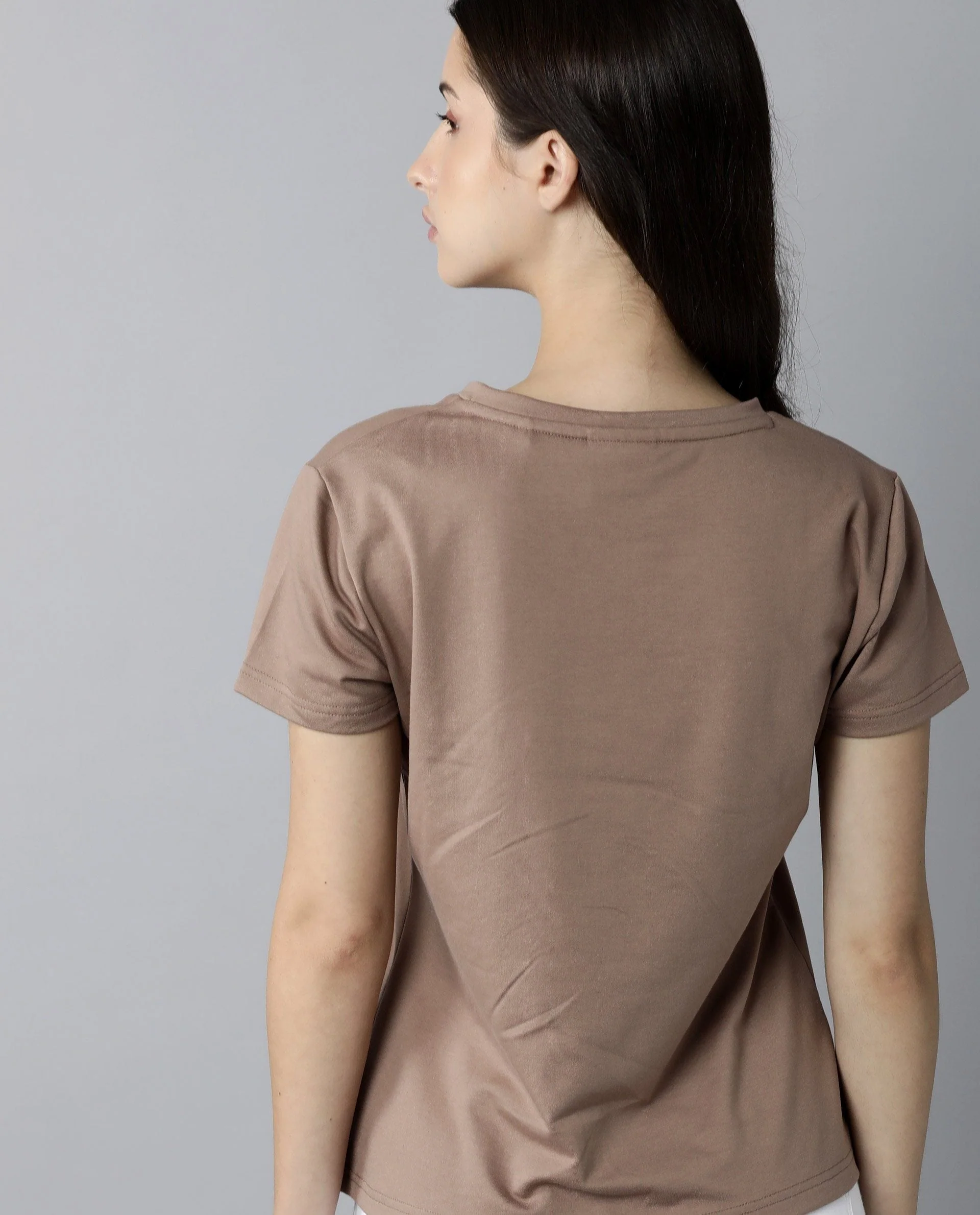 Rareism Womens Alpine Peach T-Shirt Polycotton Fabric Regular Fit Short Sleeves V Neck - Image 5
