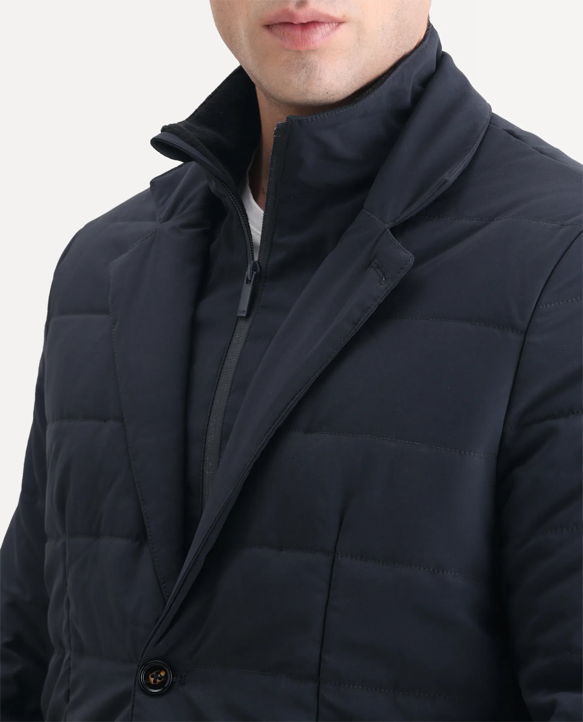 Rare Rabbit Men's Alter Navy Polyester Plain Regular Fit Full Sleeve Lapel Neck Jacket - Image 5