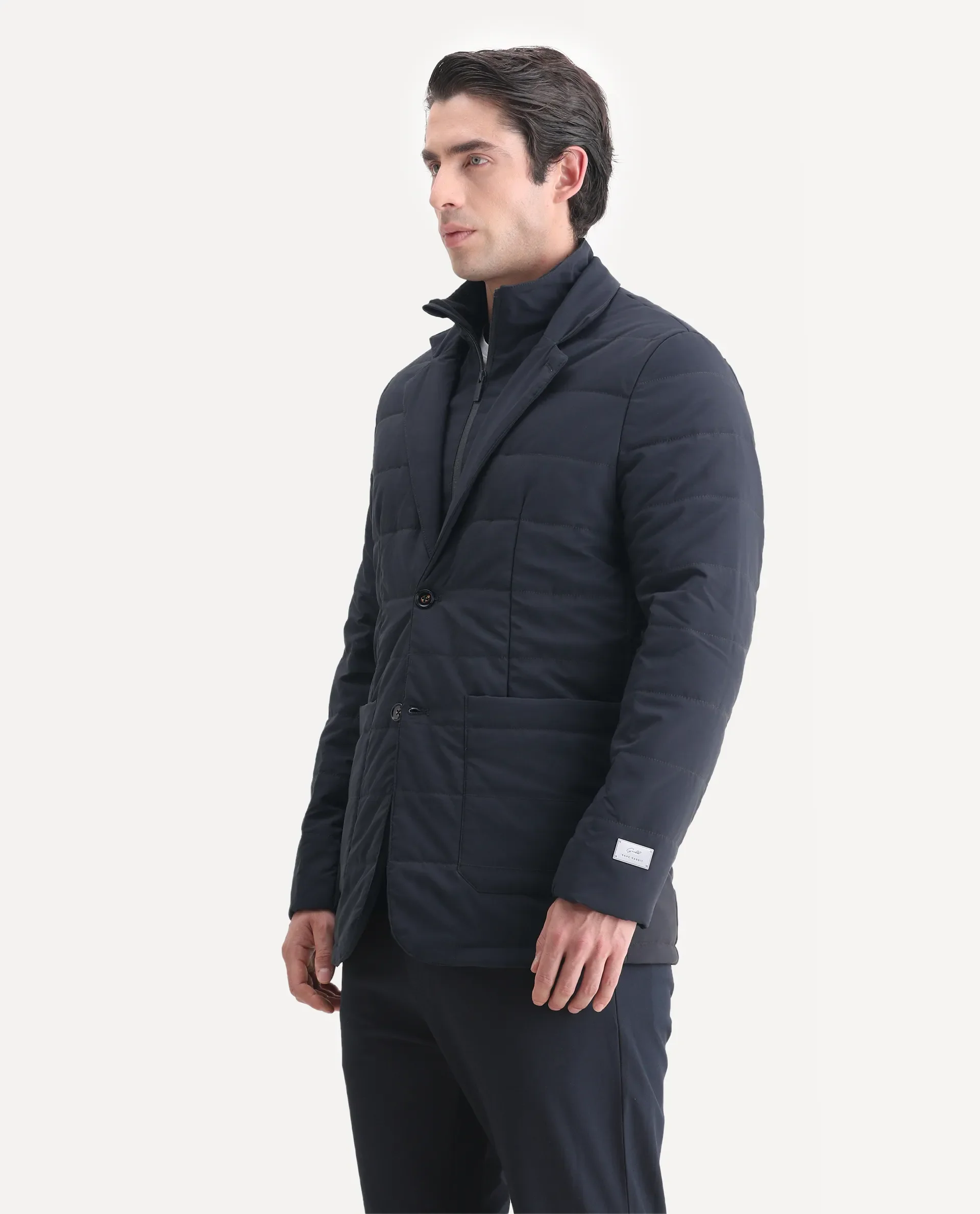 Rare Rabbit Men's Alter Navy Polyester Plain Regular Fit Full Sleeve Lapel Neck Jacket - Image 6