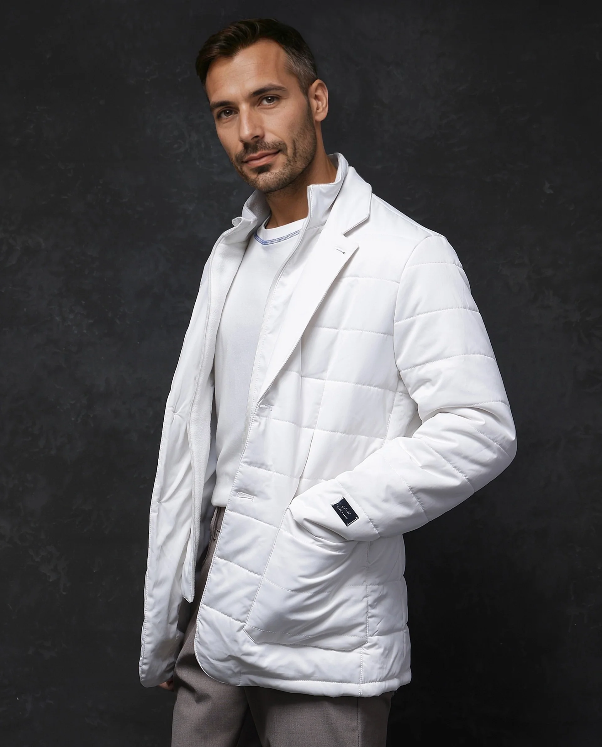 Rare Rabbit Men's Alter Off White Polyester Plain Regular Fit Full Sleeve Lapel Neck Jacket - Image 5