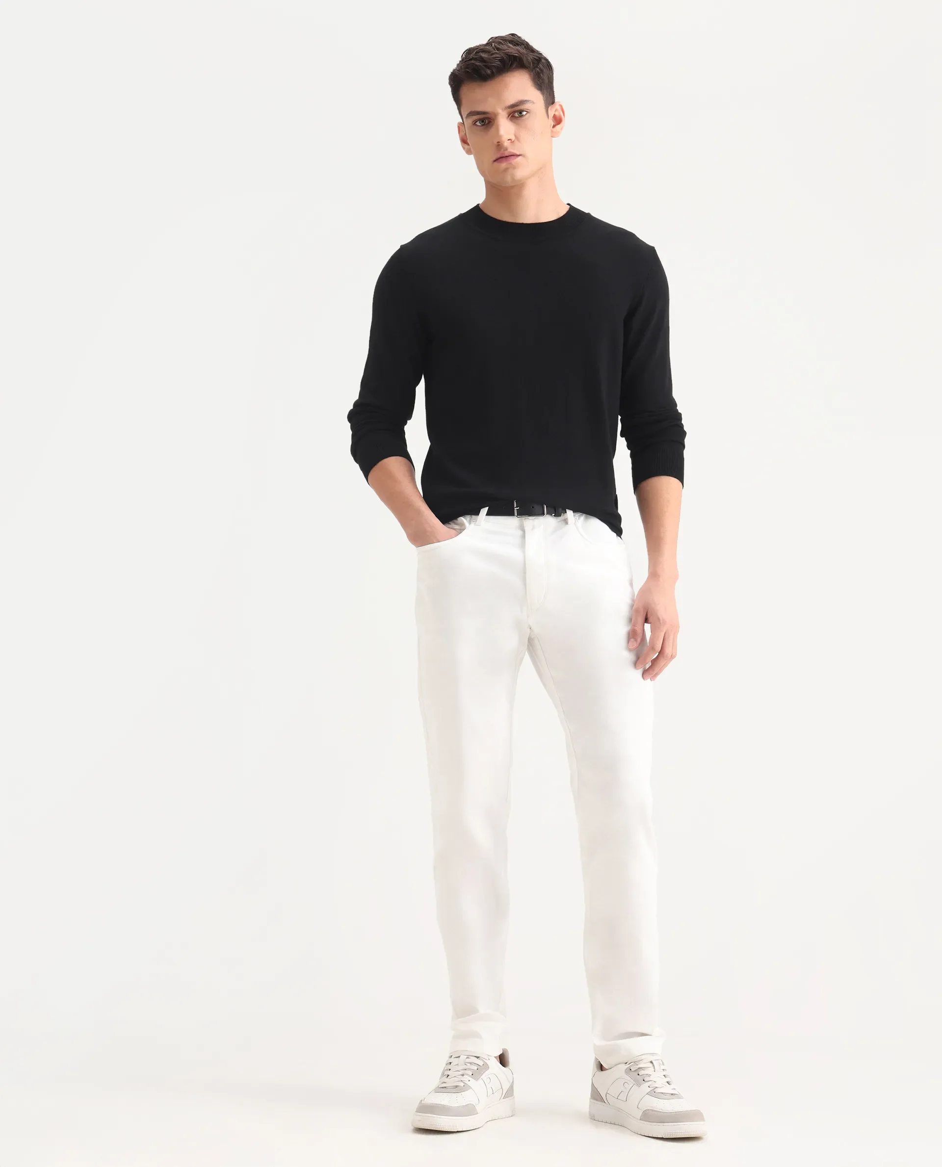 Rare Rabbit Men's Alva Black Viscose Plain Regular Fit Full Sleeve High Neck Sweater - Image 2