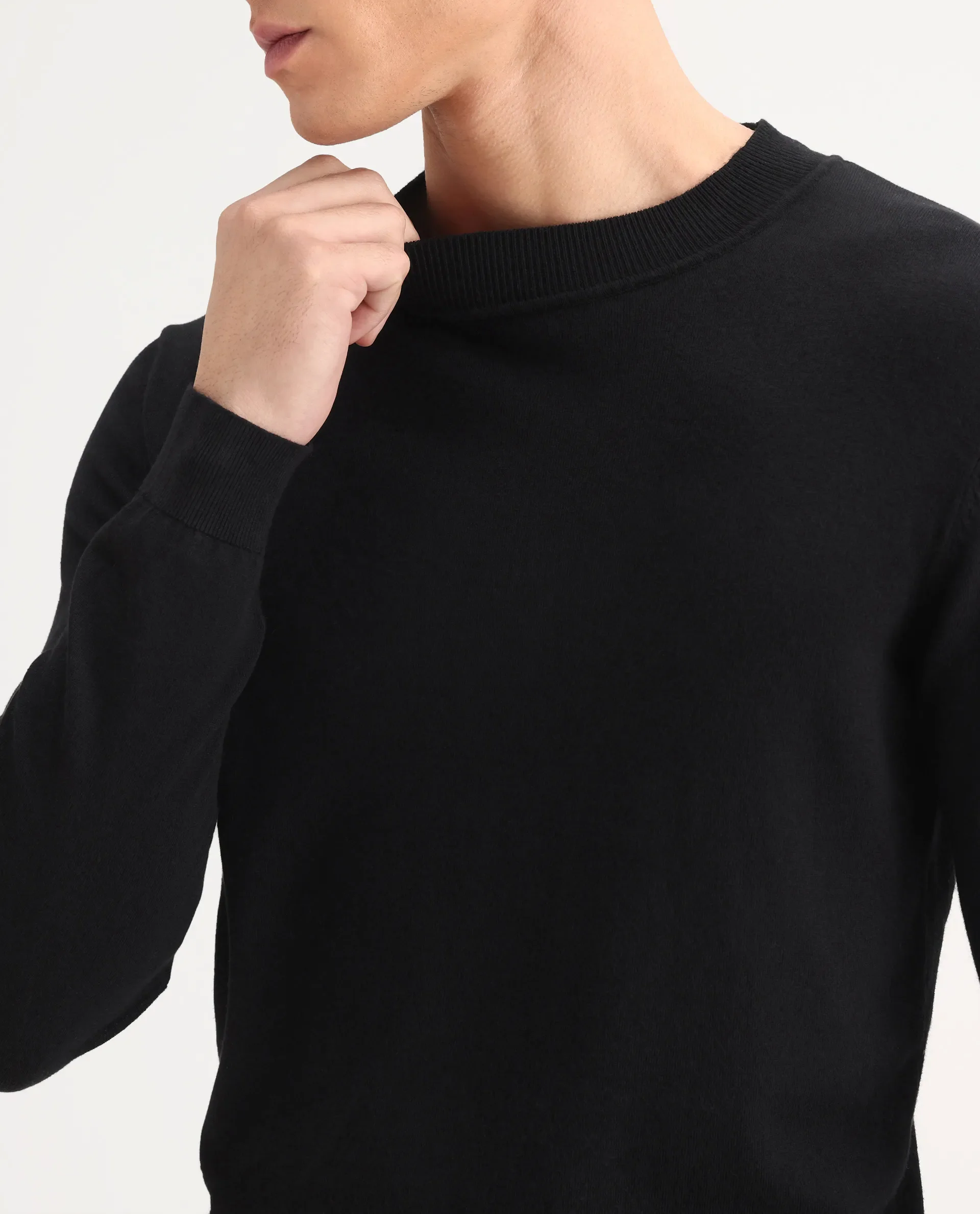 Rare Rabbit Men's Alva Black Viscose Plain Regular Fit Full Sleeve High Neck Sweater - Image 4