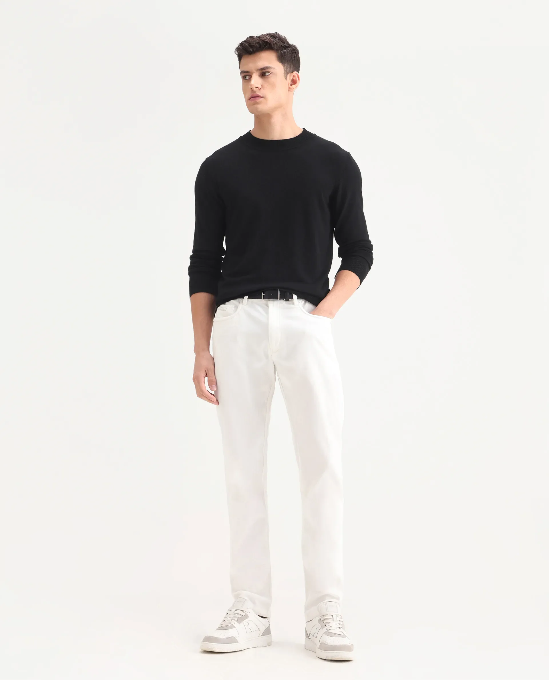 Rare Rabbit Men's Alva Black Viscose Plain Regular Fit Full Sleeve High Neck Sweater - Image 7