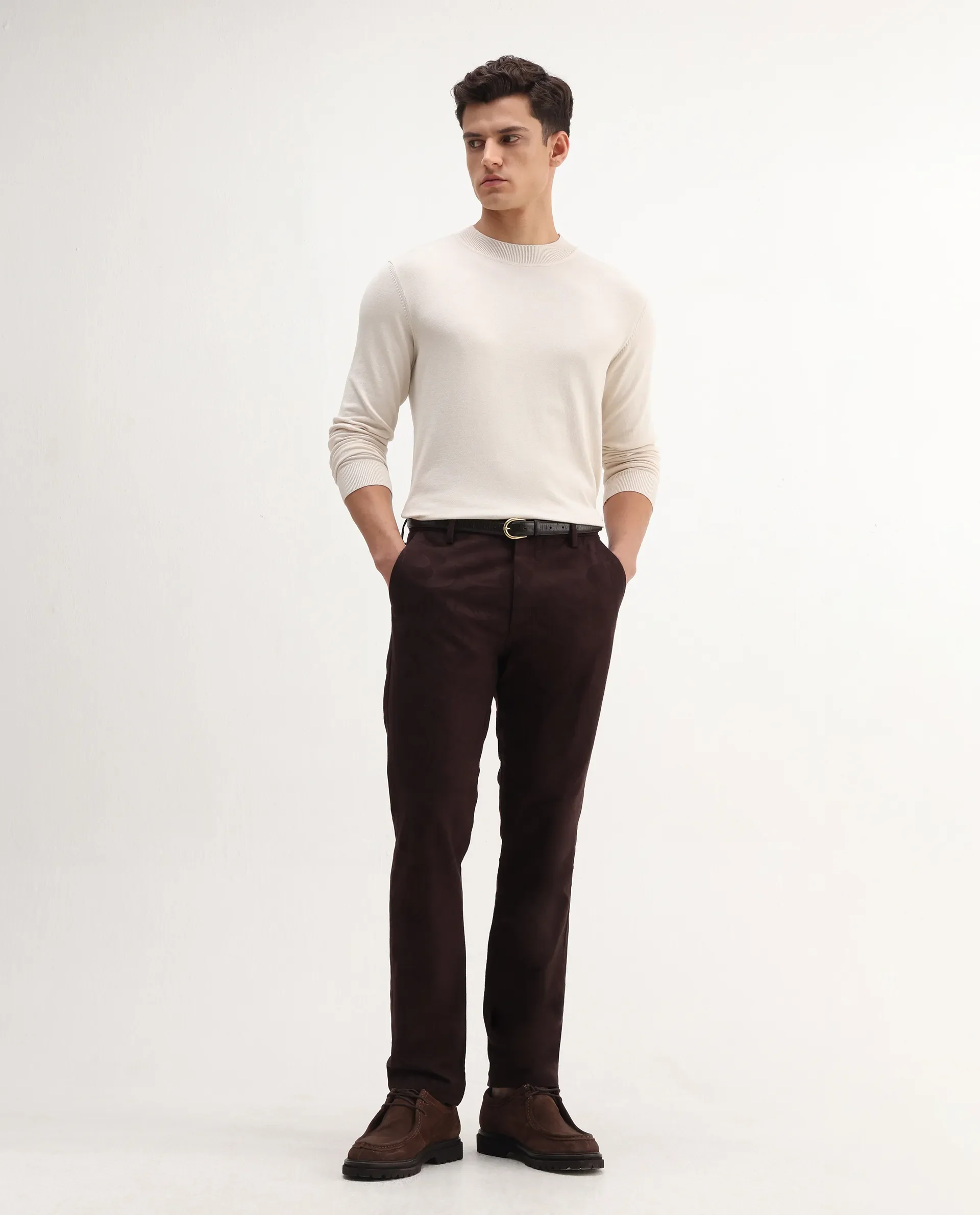 Rare Rabbit Men's Alva Off White Viscose Plain Regular Fit Full Sleeve High Neck Sweater - Image 2
