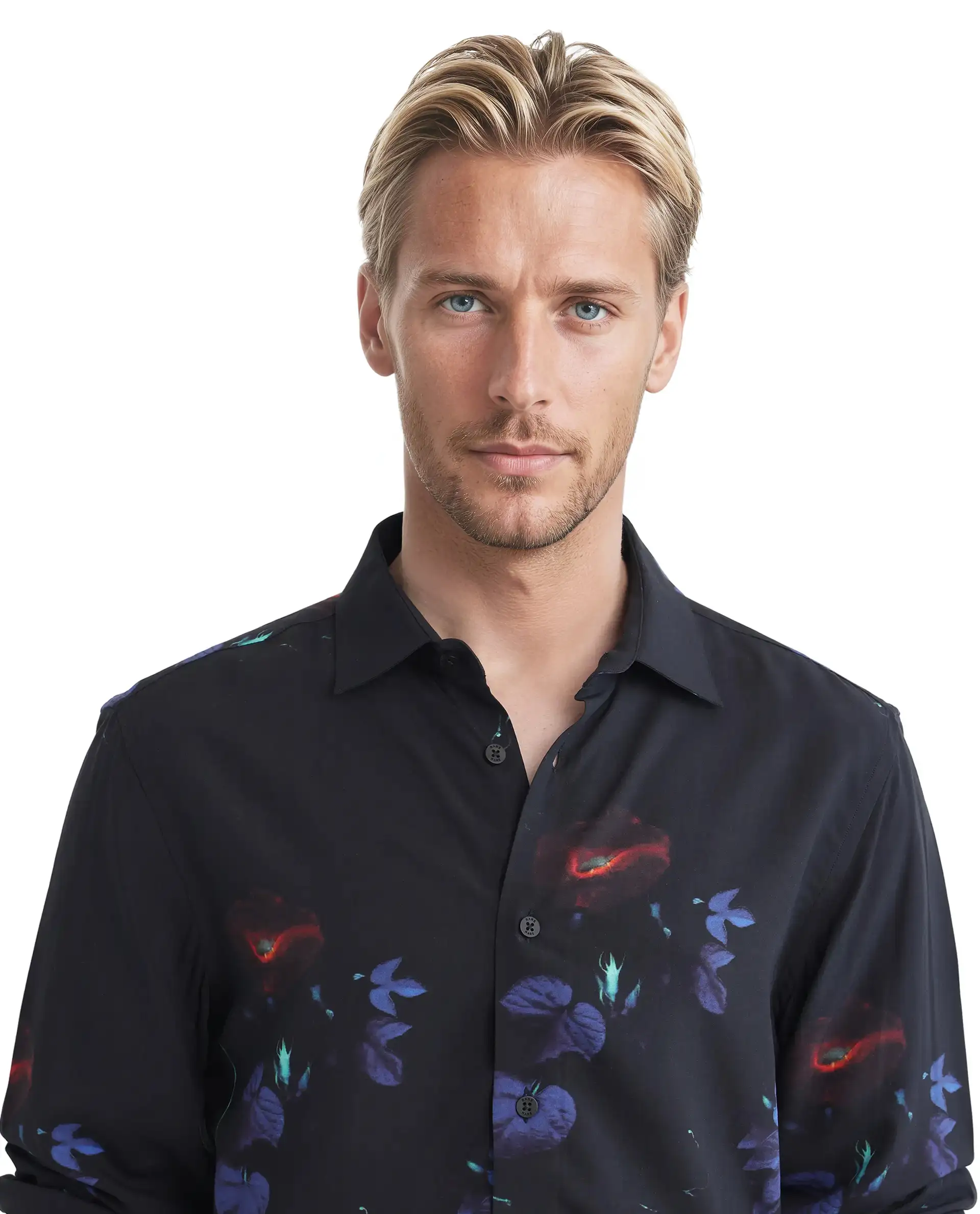 Rare Rabbit Men's Alvata Black Viscose Floral Print Regular Fit Full Sleeve Collared Shirt - Image 8