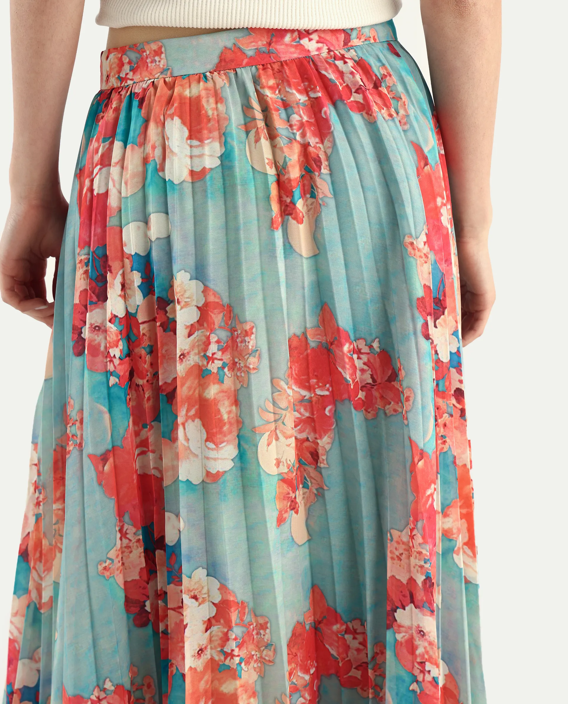 Rareism Women's Alvia Multi Polyester Floral Print Ankle Length Flared Skirt - Image 5