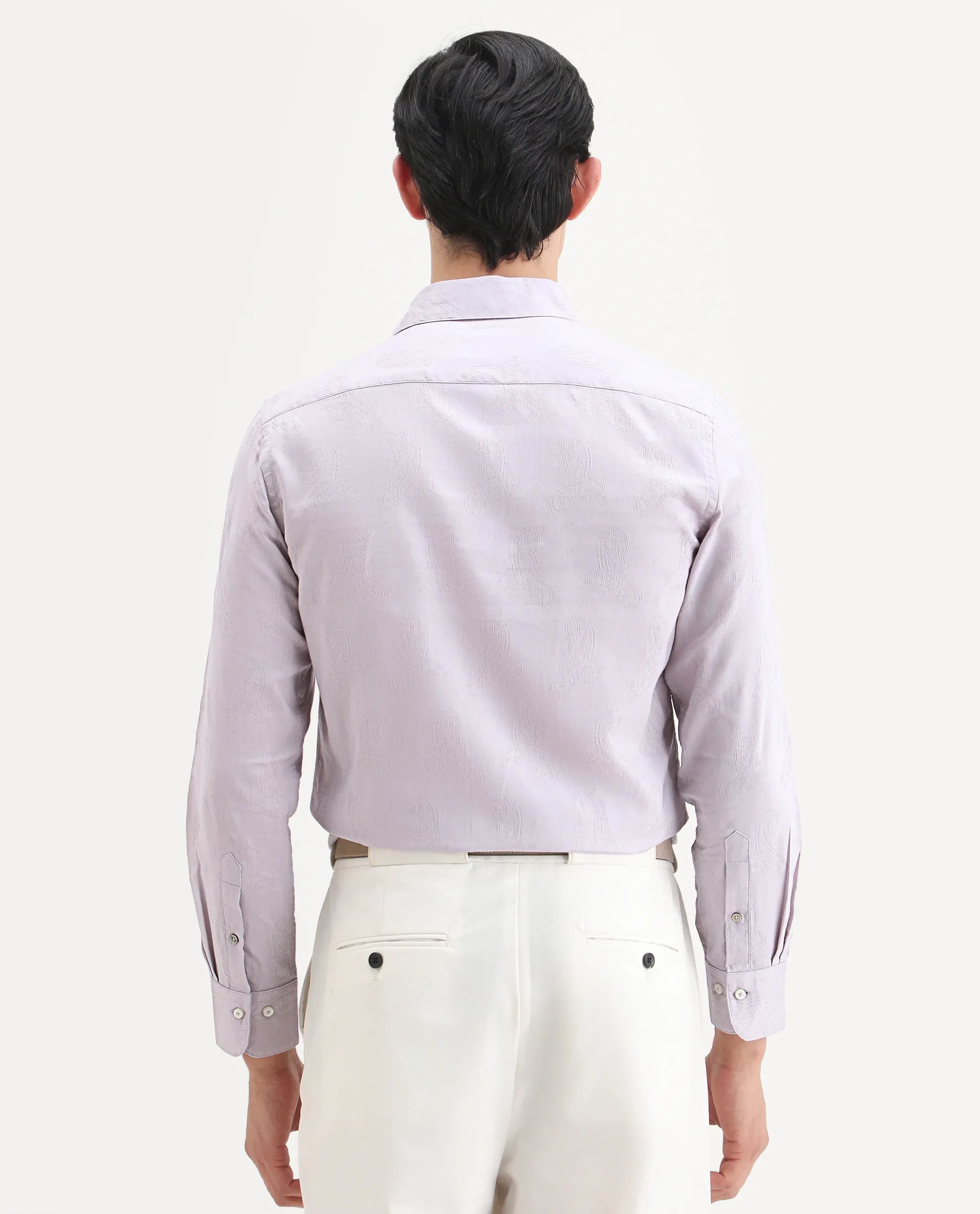 Rare Rabbit Men's Alvo Purple Viscose Blend Fabric Full Sleeve Spread Collar Regular Fit Jacquard Shirt - Image 7