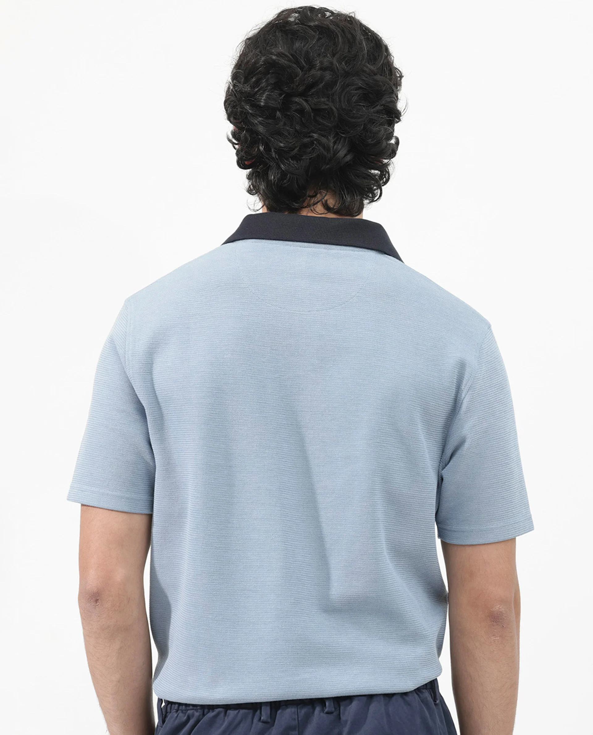 Rare Rabbit Men's Amber Dusky Blue Cotton Blend Graphic Print Relaxed Fit Half Sleeve Polo - Image 6