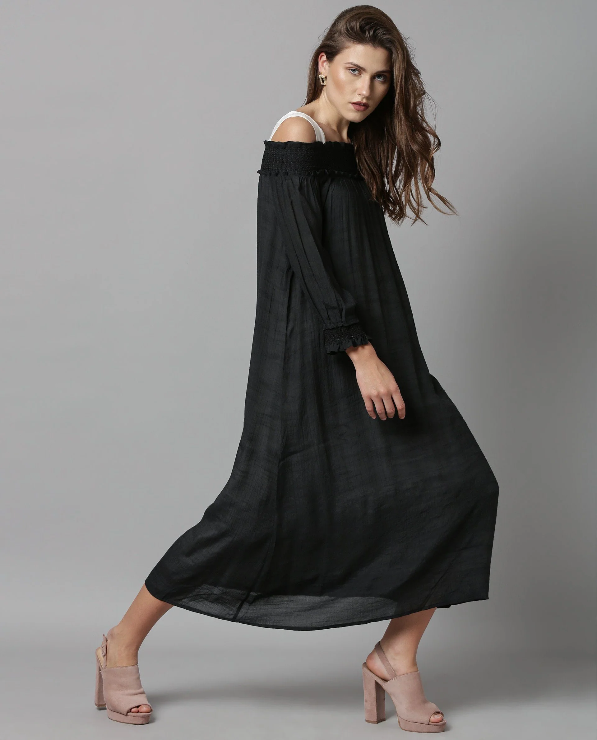 Rareism Women Amber Black Dress Short Sleeves - Image 3