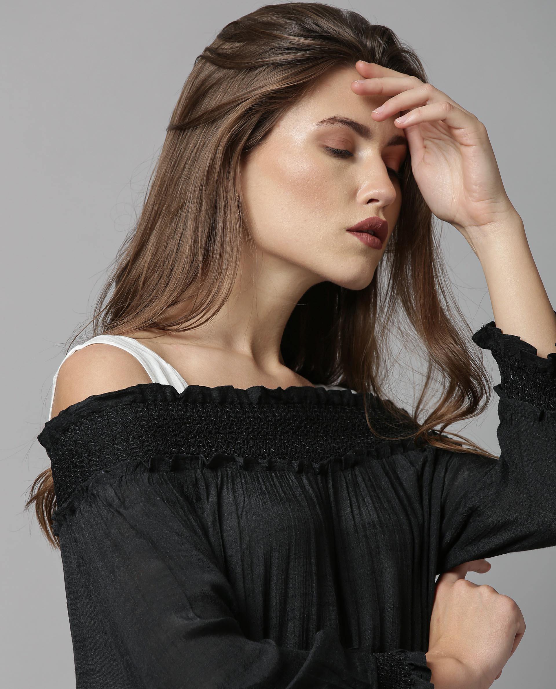 Rareism Women Amber Black Dress Short Sleeves - Image 4