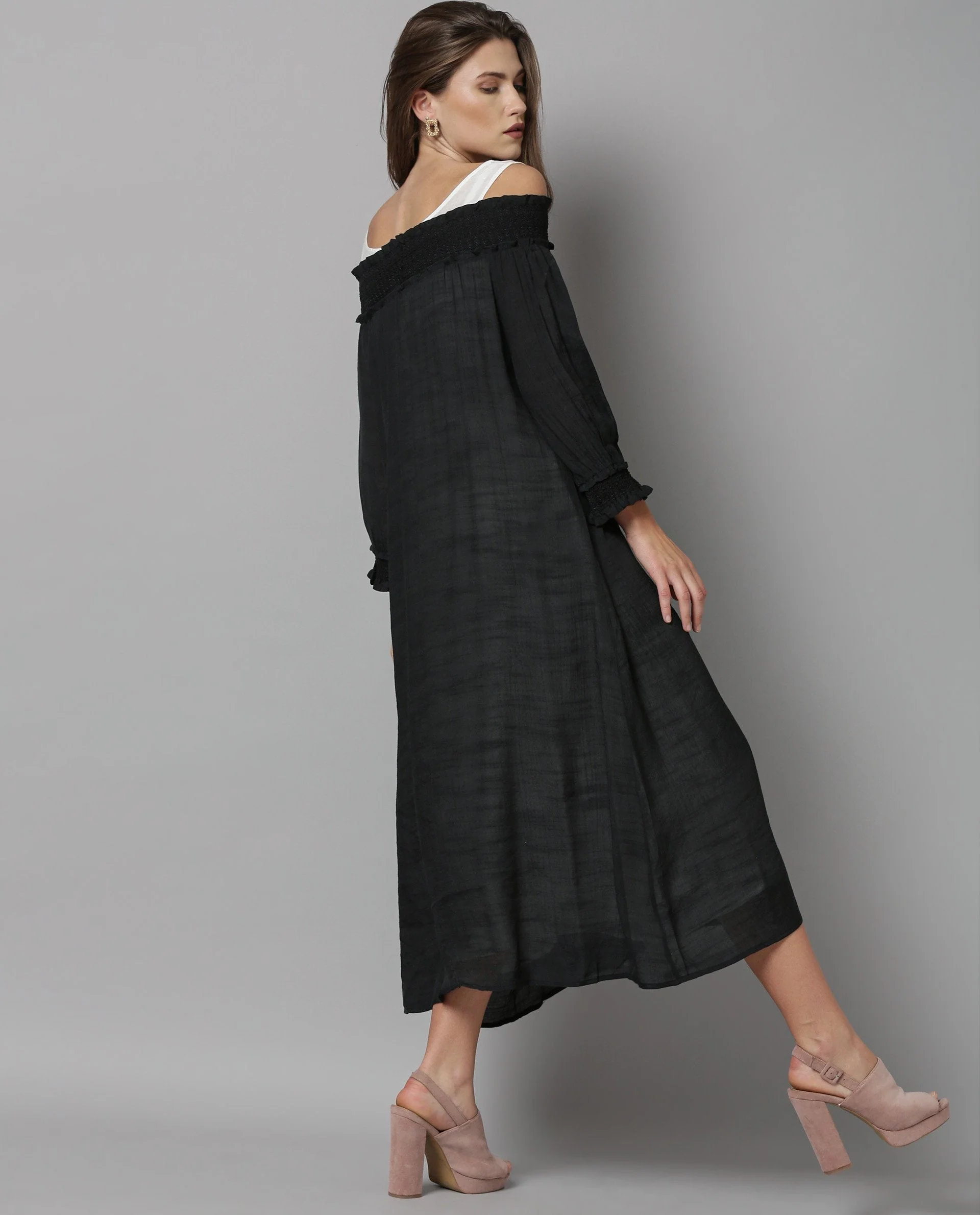 Rareism Women Amber Black Dress Short Sleeves - Image 5