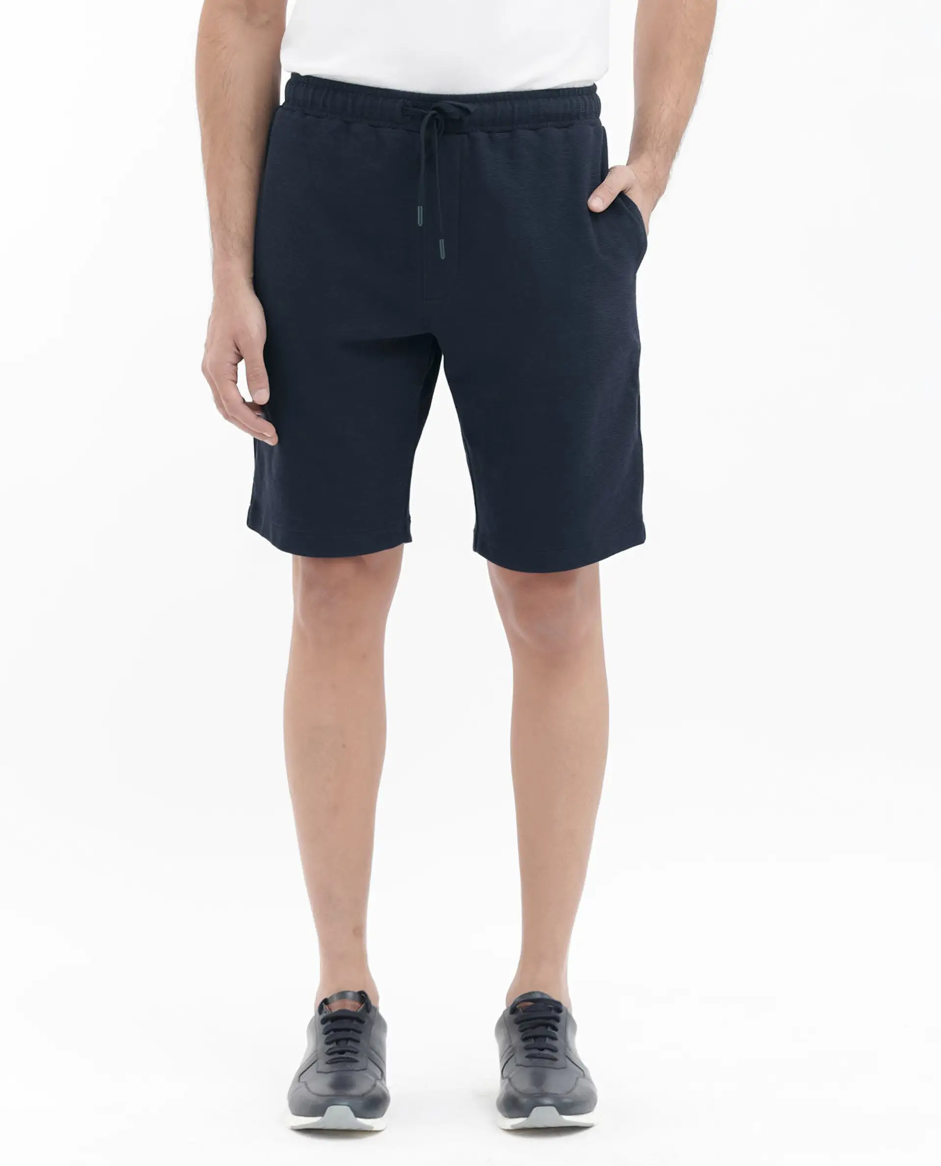 Rare Rabbit Men's Ambet Dusky Navy Cotton Blend Plain Relaxed Fit Shorts - Image 10