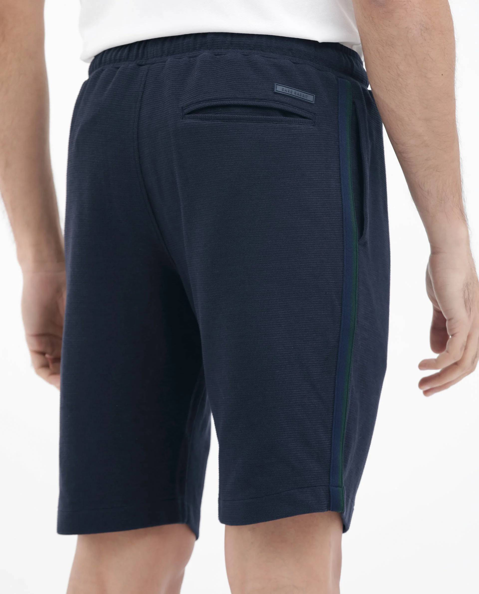 Rare Rabbit Men's Ambet Dusky Navy Cotton Blend Plain Relaxed Fit Shorts - Image 4