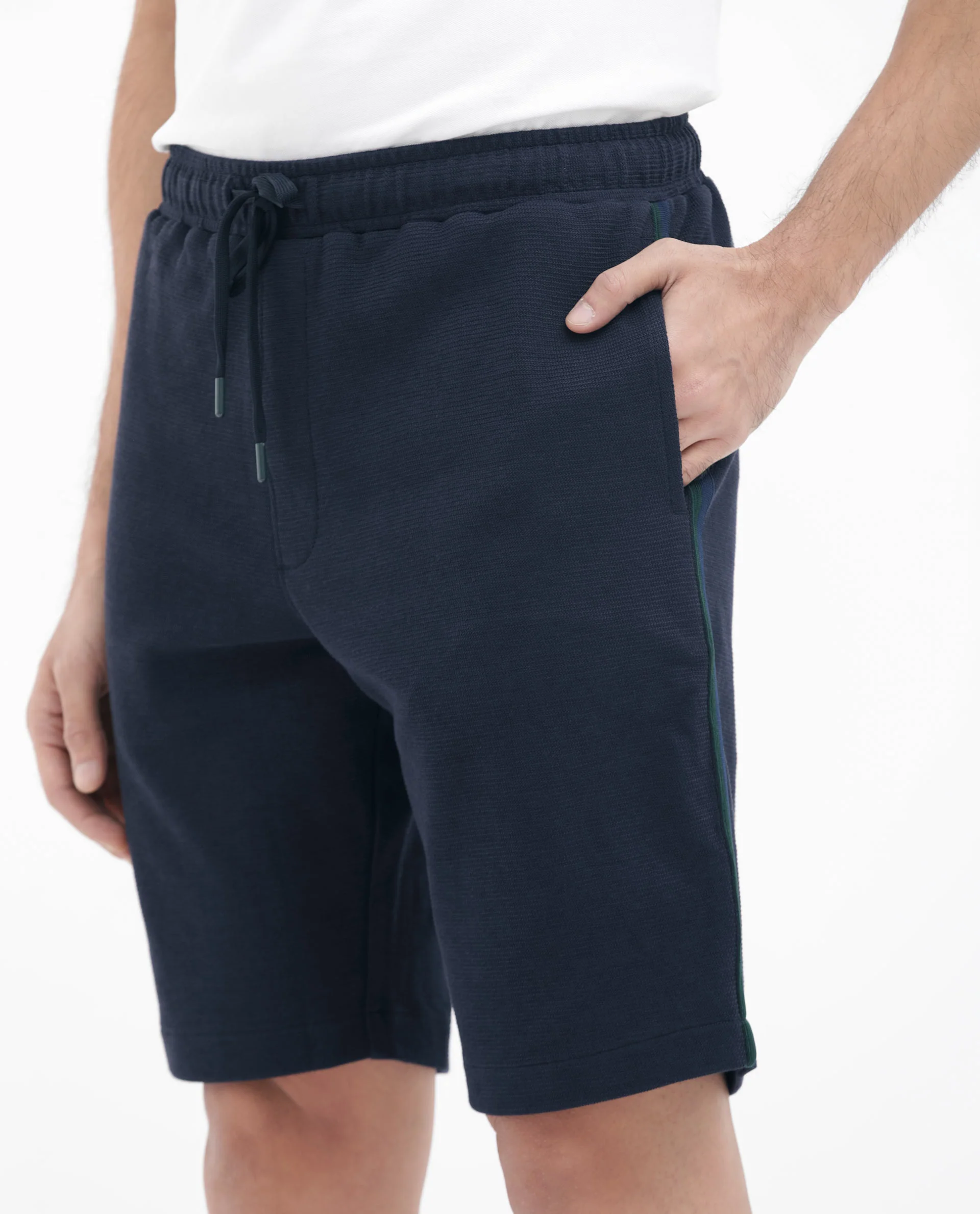 Rare Rabbit Men's Ambet Dusky Navy Cotton Blend Plain Relaxed Fit Shorts - Image 5