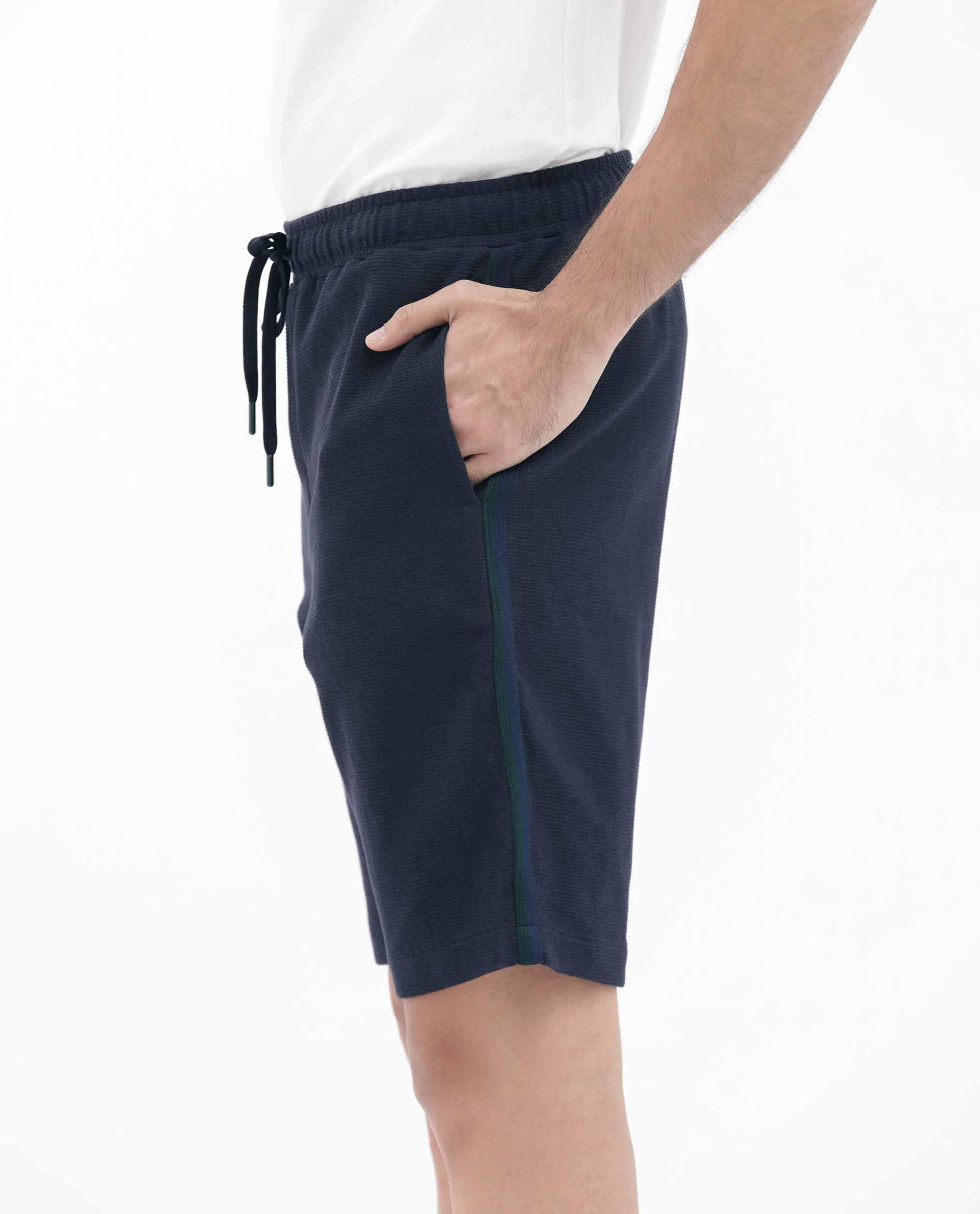 Rare Rabbit Men's Ambet Dusky Navy Cotton Blend Plain Relaxed Fit Shorts - Image 7