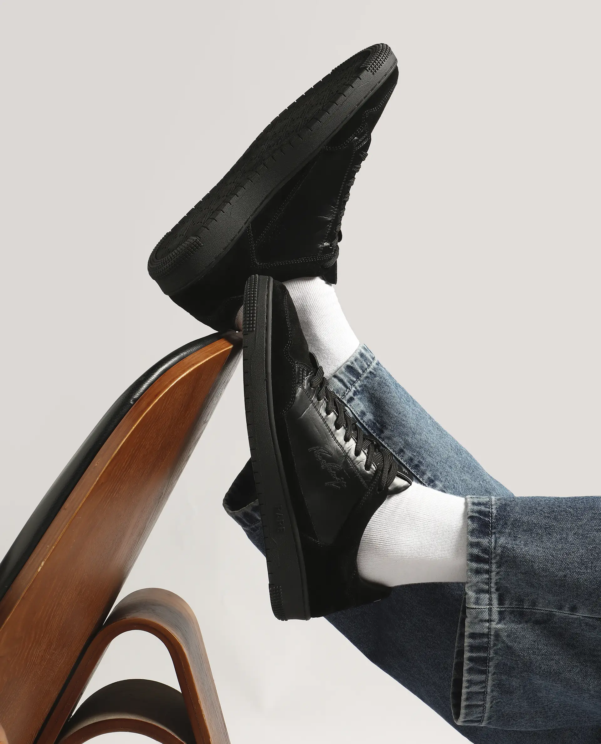 Rare Rabbit Men's Amigo Black Parachute Lace-Up Closure Sneaker - Image 2