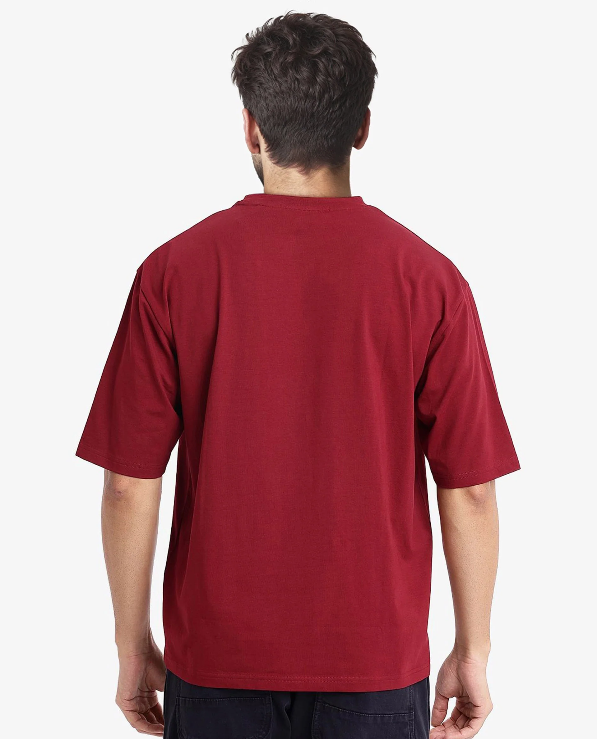 Rare Rabbit Men's Ammon Red Cotton Graphic Print Oversized Fit Half Sleeve Crew Neck T-Shirt - Image 5