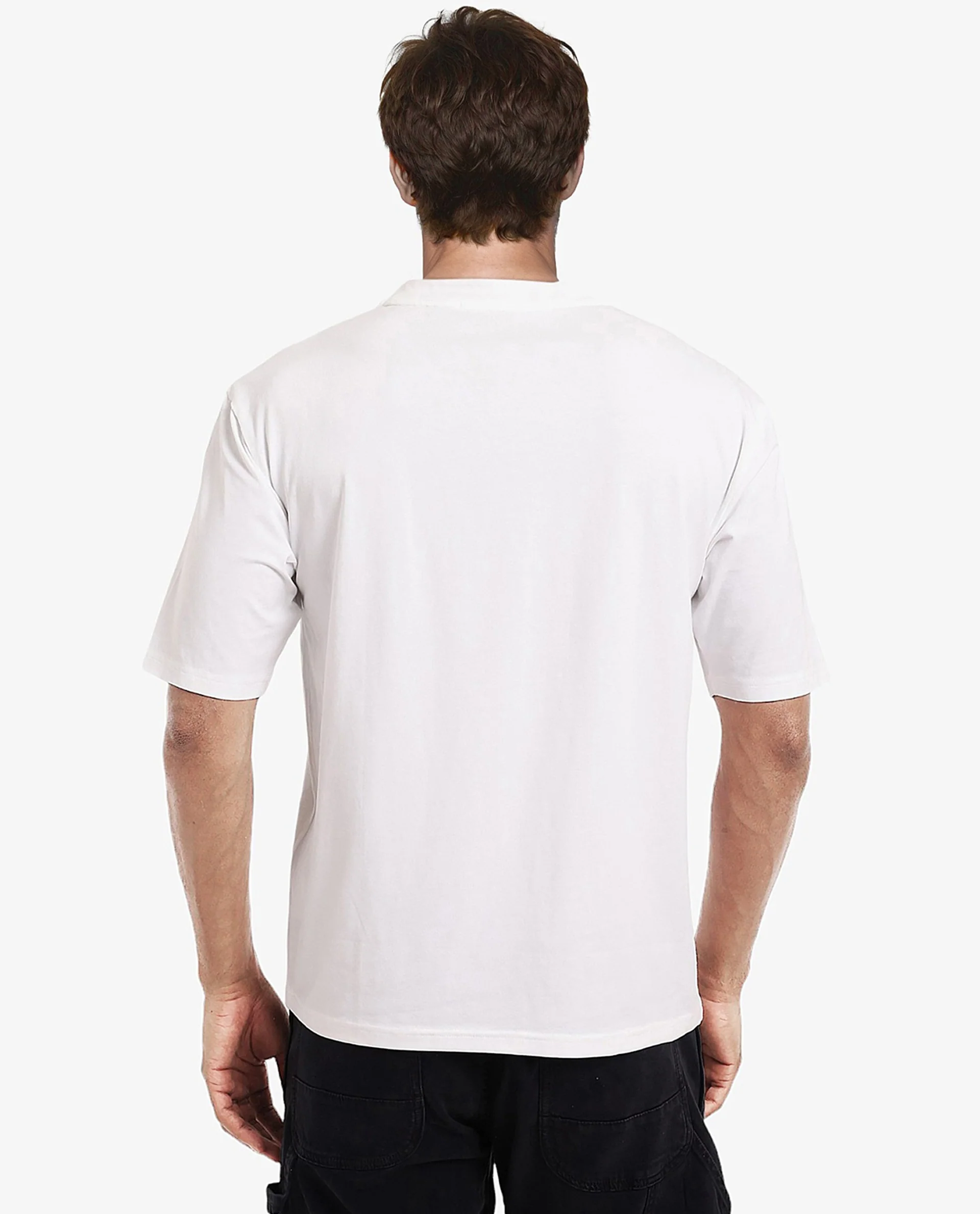 Rare Rabbit Men's Ammon Dark White Cotton Graphic Print Oversized Fit Half Sleeve Crew Neck T-Shirt - Image 6