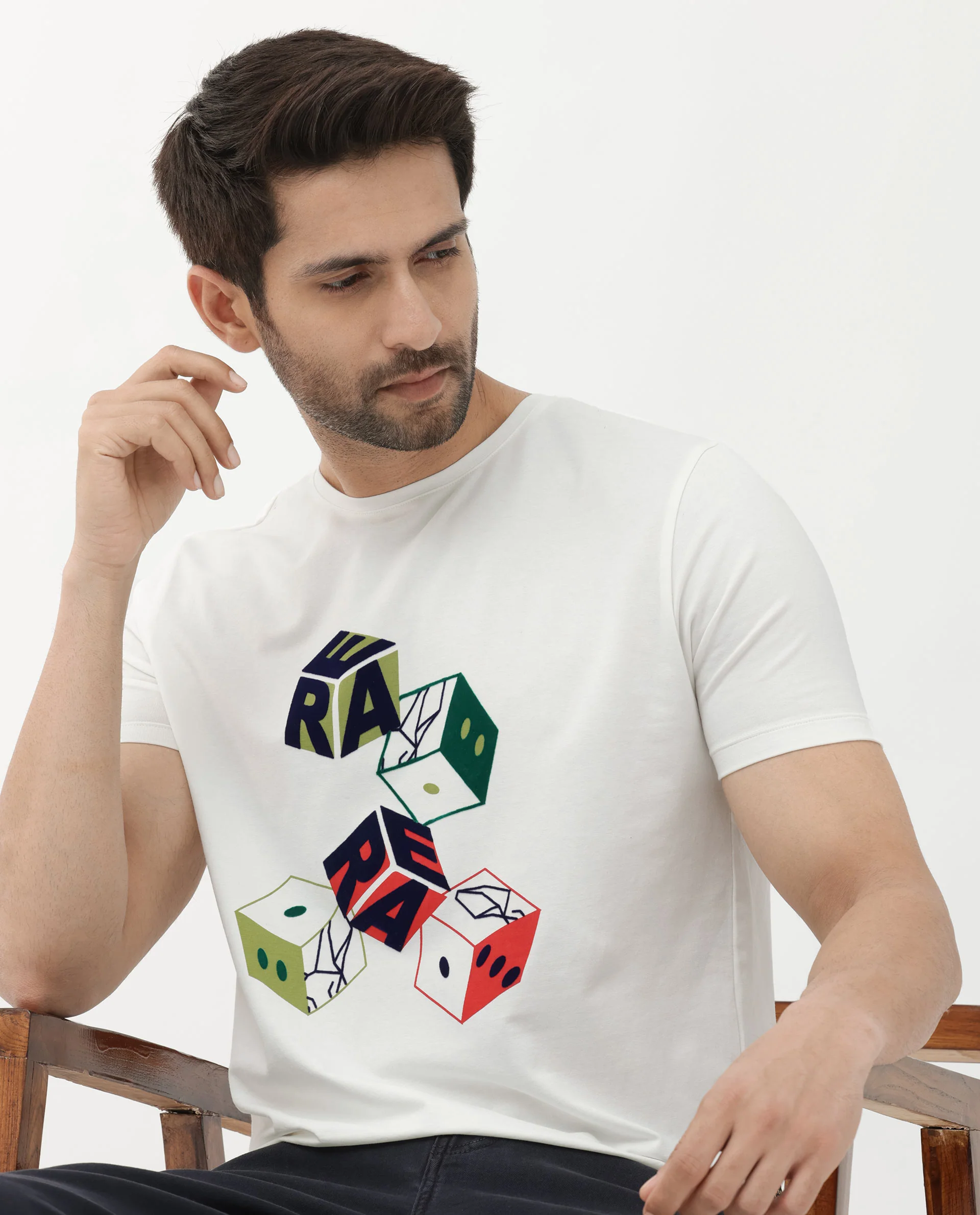 Rare Rabbit Articale Men's Amon Off White Cotton Polyester Fabric Half Sleeves Graphic Print T-Shirt - Image 3