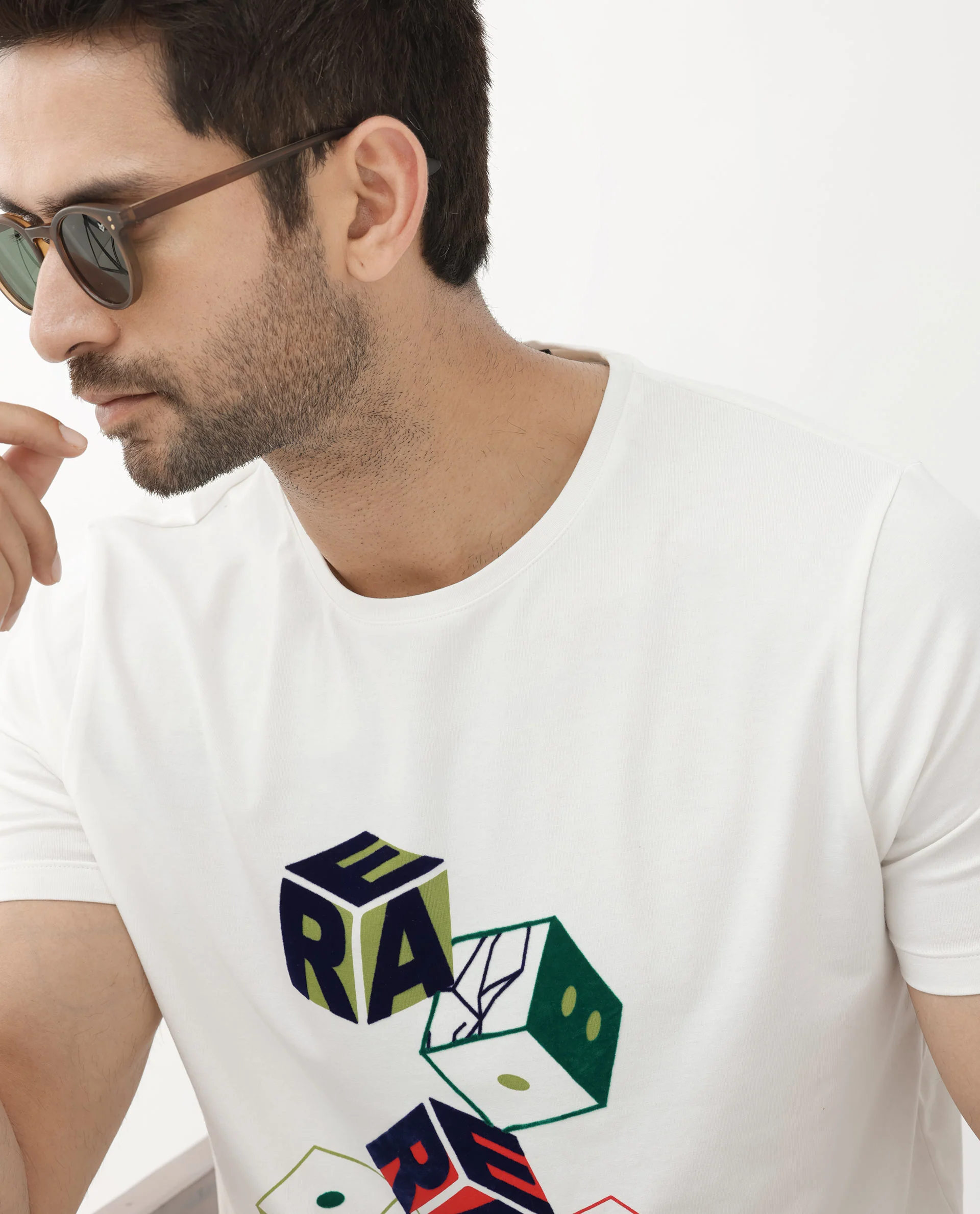 Rare Rabbit Articale Men's Amon Off White Cotton Polyester Fabric Half Sleeves Graphic Print T-Shirt - Image 4