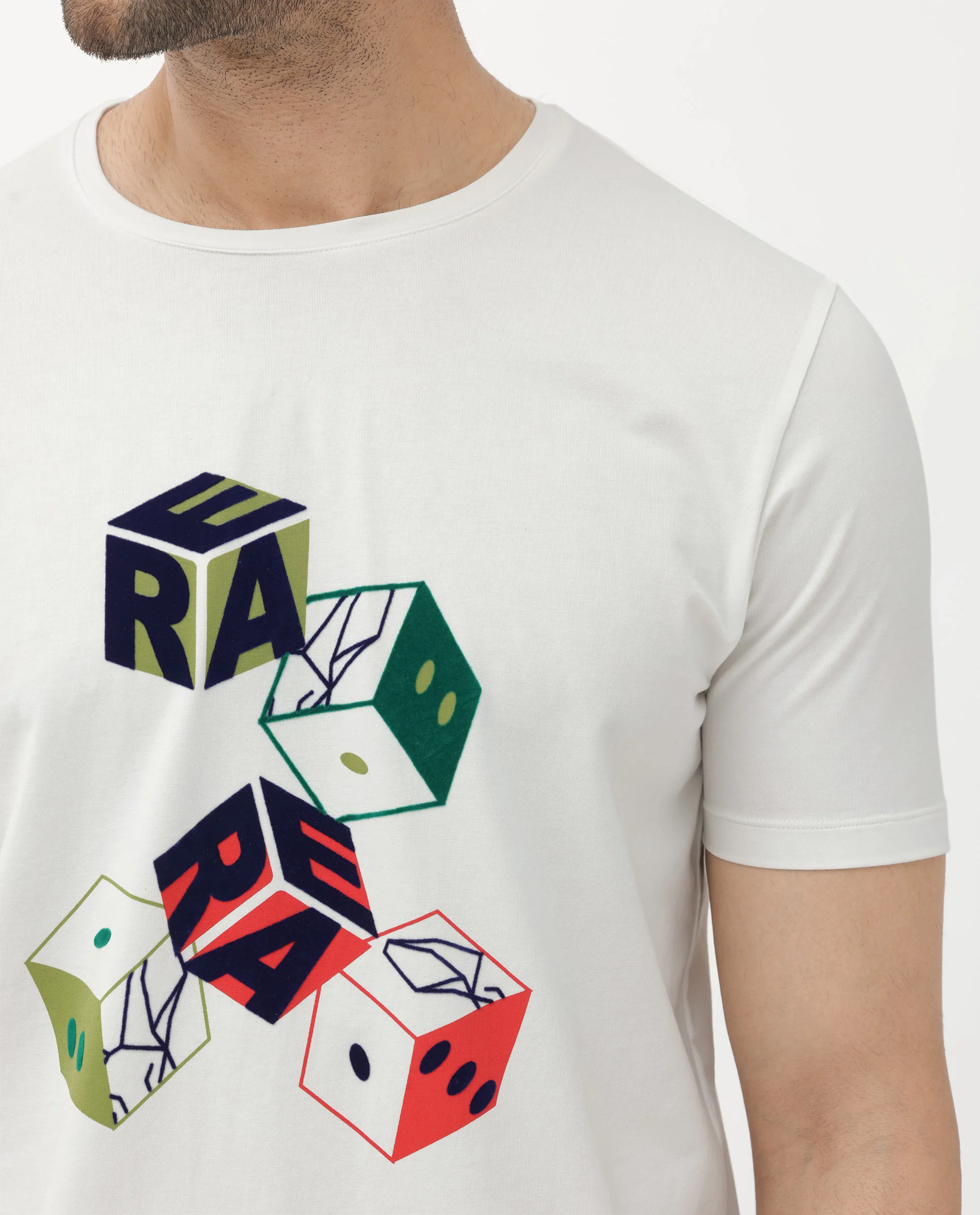 Rare Rabbit Articale Men's Amon Off White Cotton Polyester Fabric Half Sleeves Graphic Print T-Shirt - Image 5