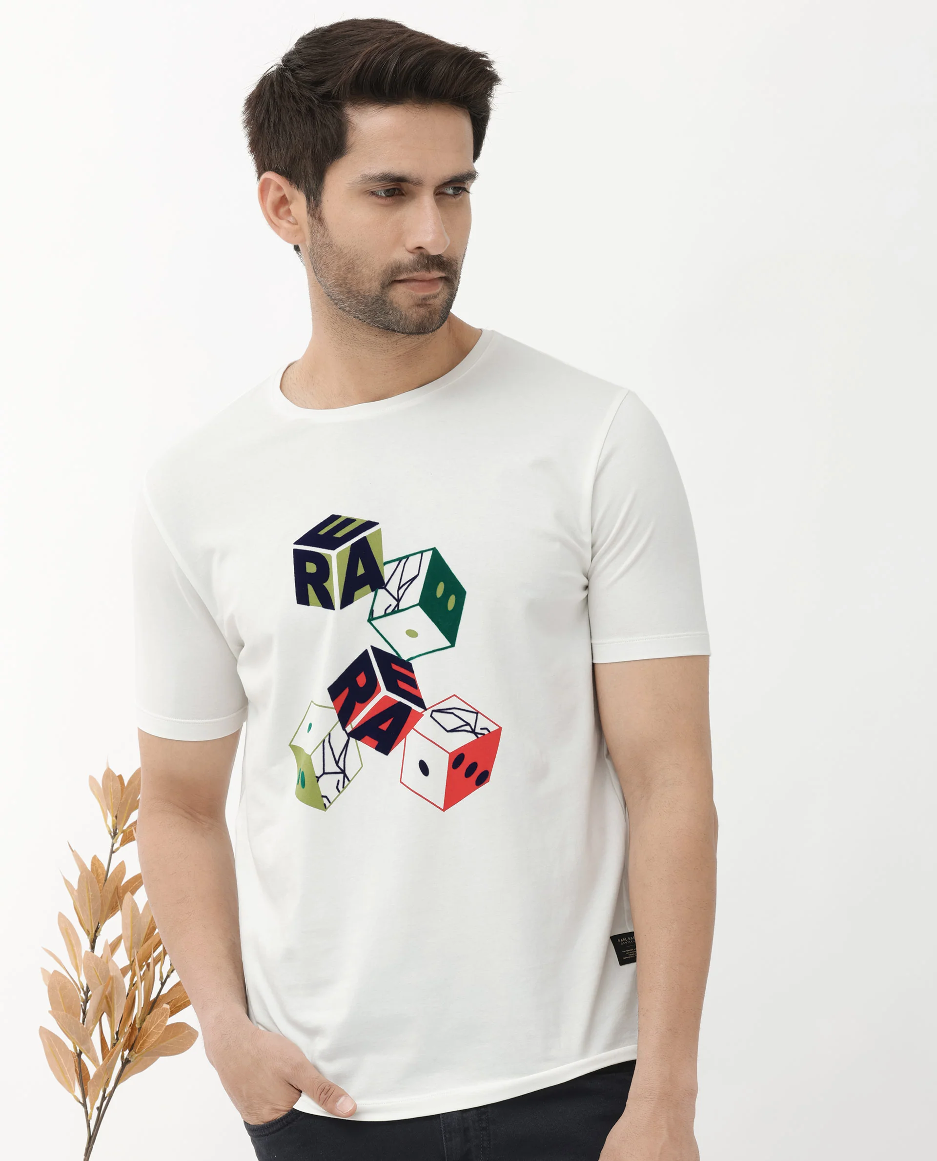 Rare Rabbit Articale Men's Amon Off White Cotton Polyester Fabric Half Sleeves Graphic Print T-Shirt - Image 6