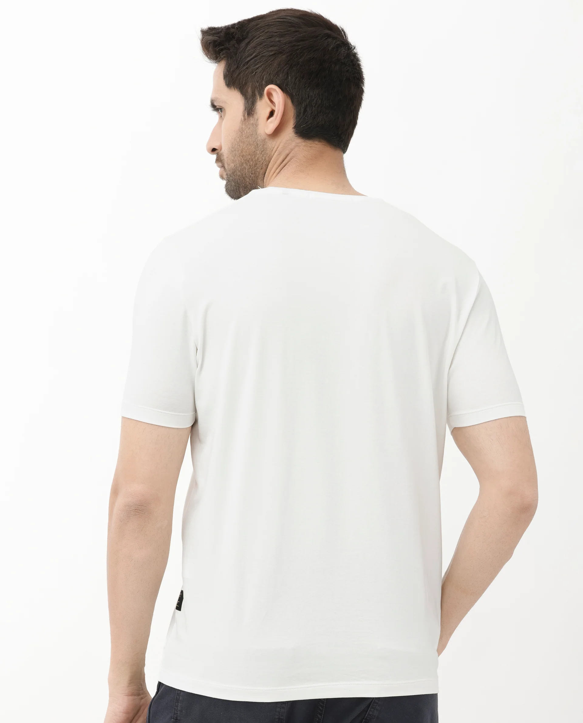 Rare Rabbit Articale Men's Amon Off White Cotton Polyester Fabric Half Sleeves Graphic Print T-Shirt - Image 9