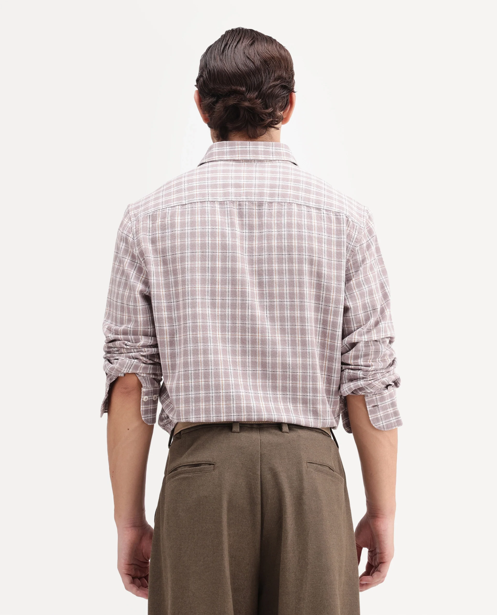 Rare Rabbit Men's Amor Dusky Purple Cotton Fabric Full Sleeve Regular Fit Checked Shirt - Image 8