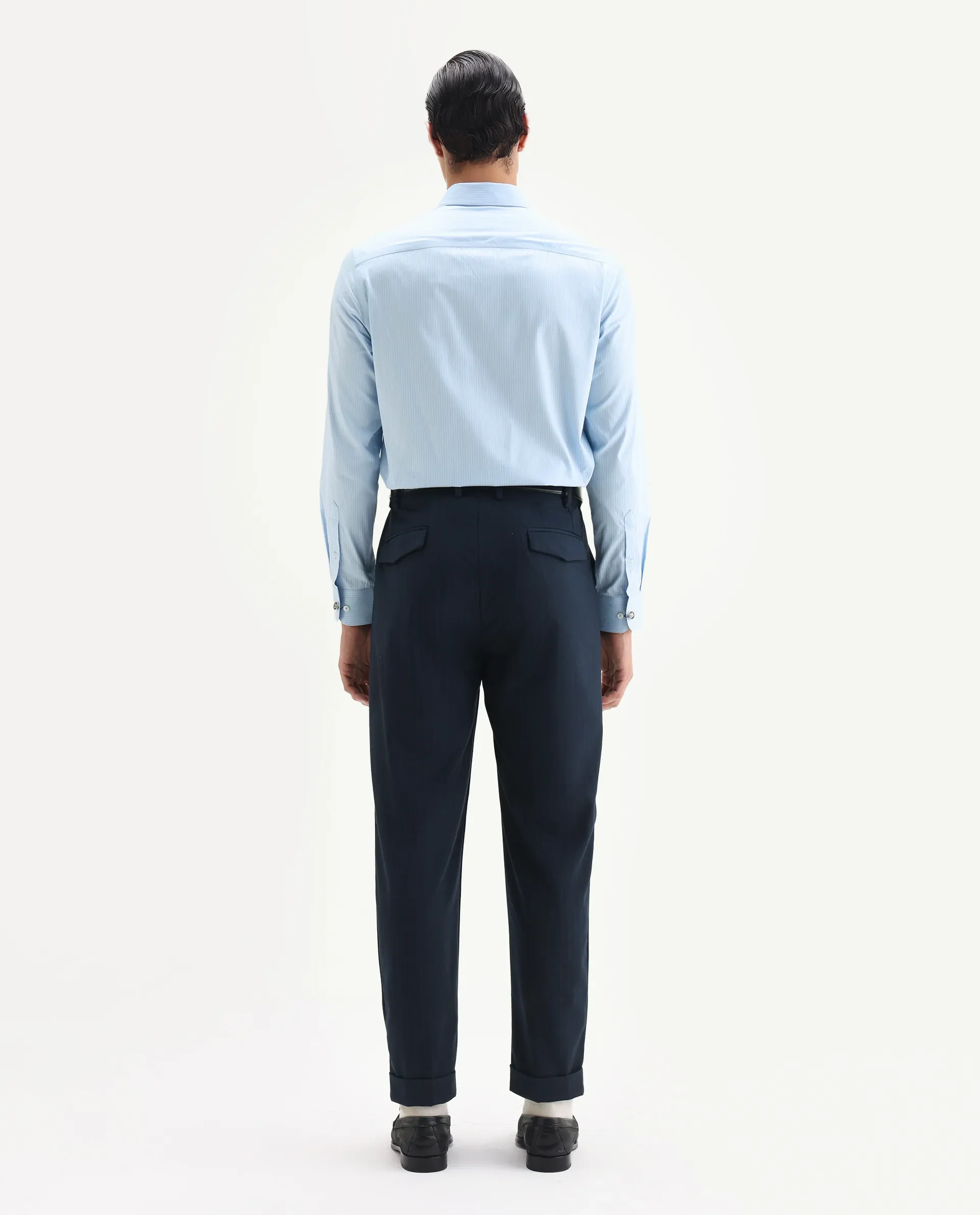 Rare Rabbit Men's Amosy Navy Cotton Striped Print Relaxed Fit Trouser - Image 7