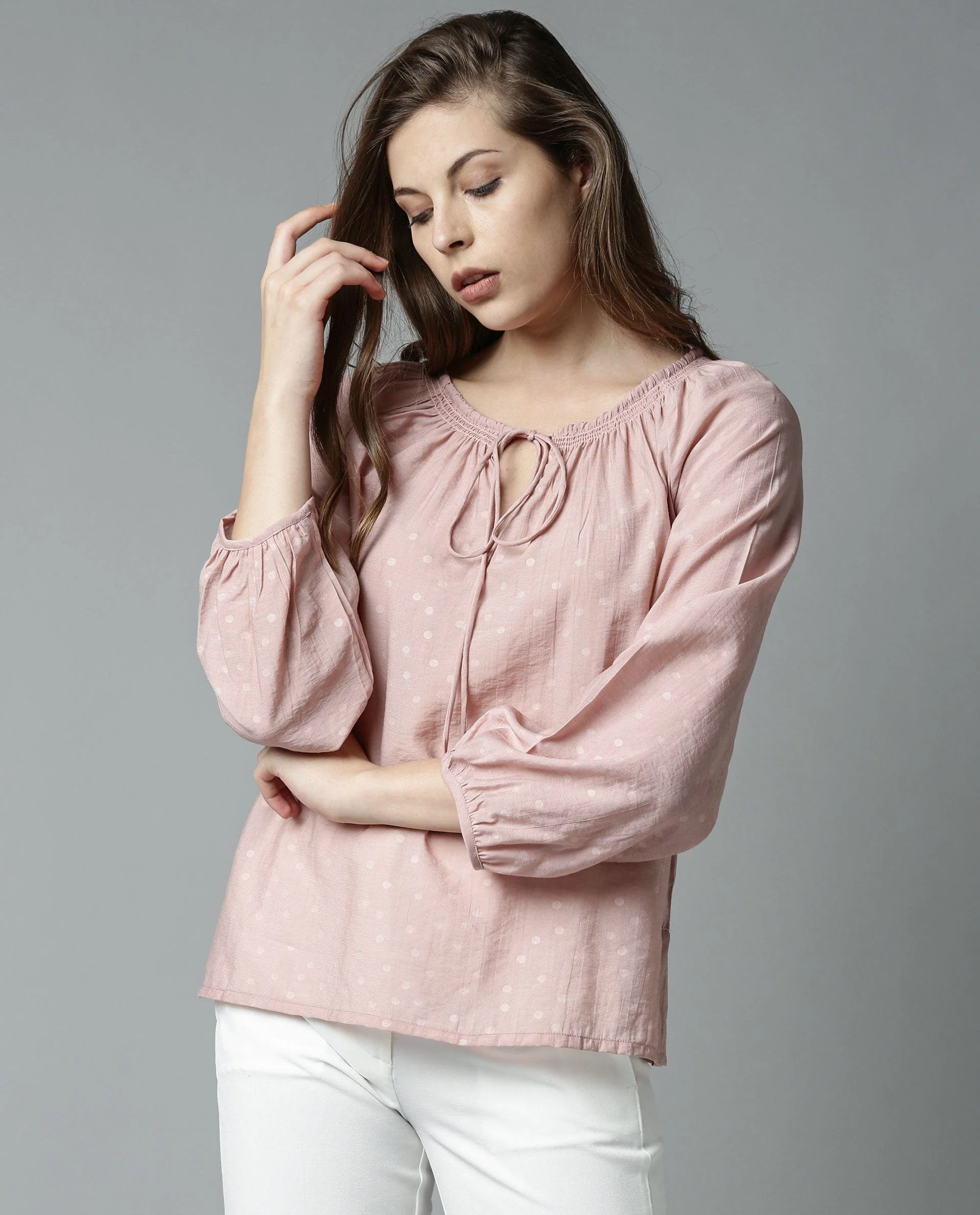 Rareism Women Amour Pink Top Full Sleeves Solid - Image 2