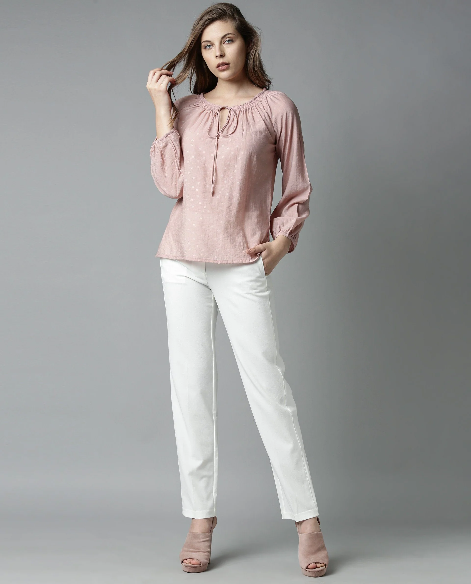 Rareism Women Amour Pink Top Full Sleeves Solid - Image 4