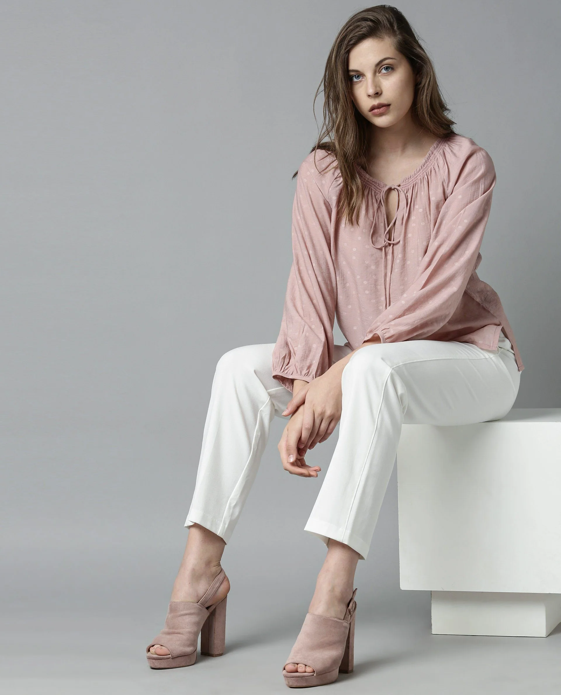 Rareism Women Amour Pink Top Full Sleeves Solid - Image 5