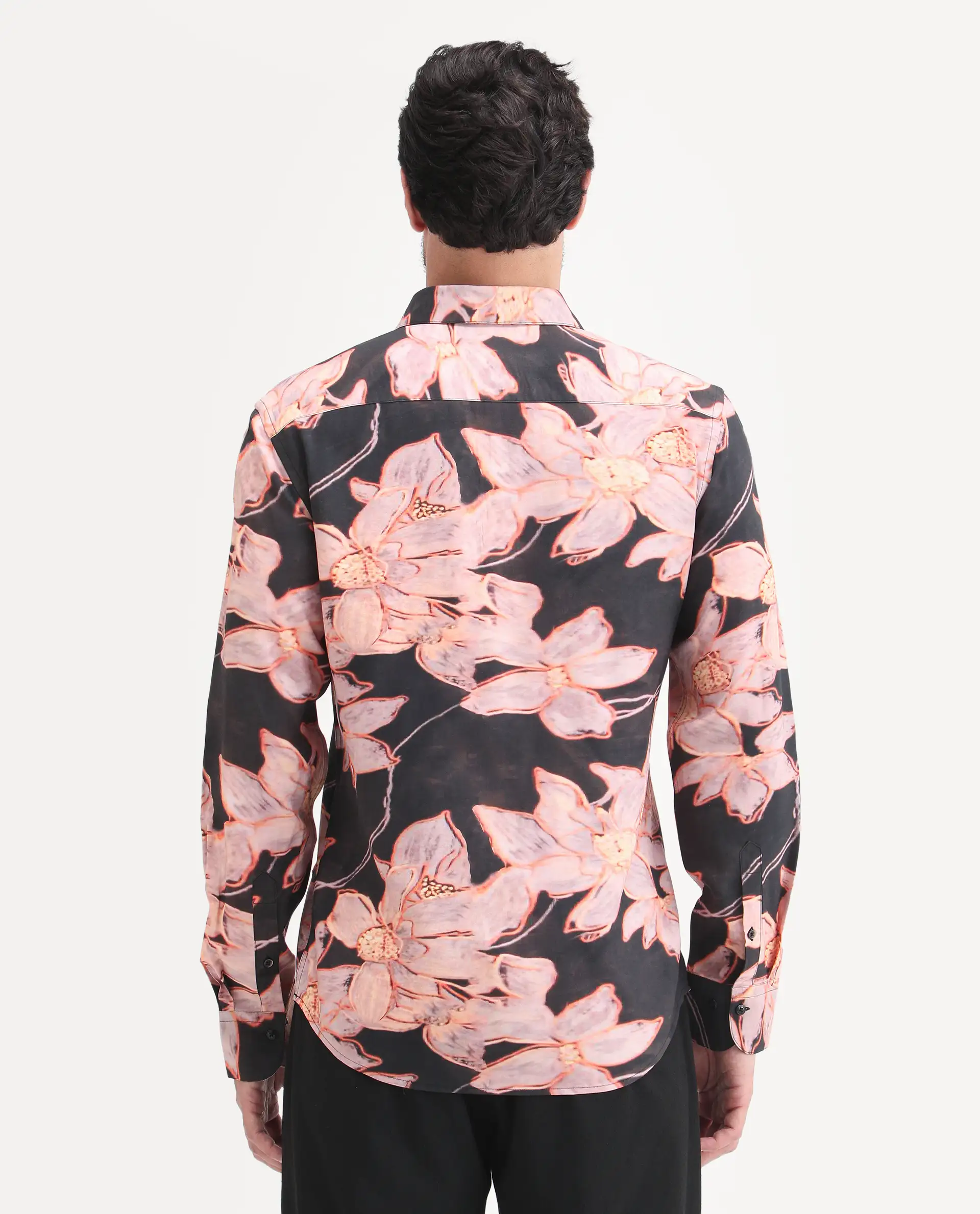 Rare Rabbit Men's Amra Black Viscose Fabric Full Sleeve Regular Fit Floral Print Shirt - Image 7