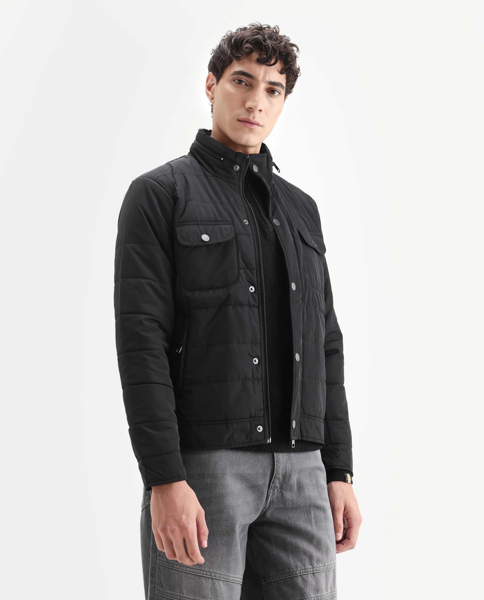 Rare Rabbit Men's Anbr Black Polyester Plain Relaxed Fit Full Sleeve Spread Collar Jacket - Image 6