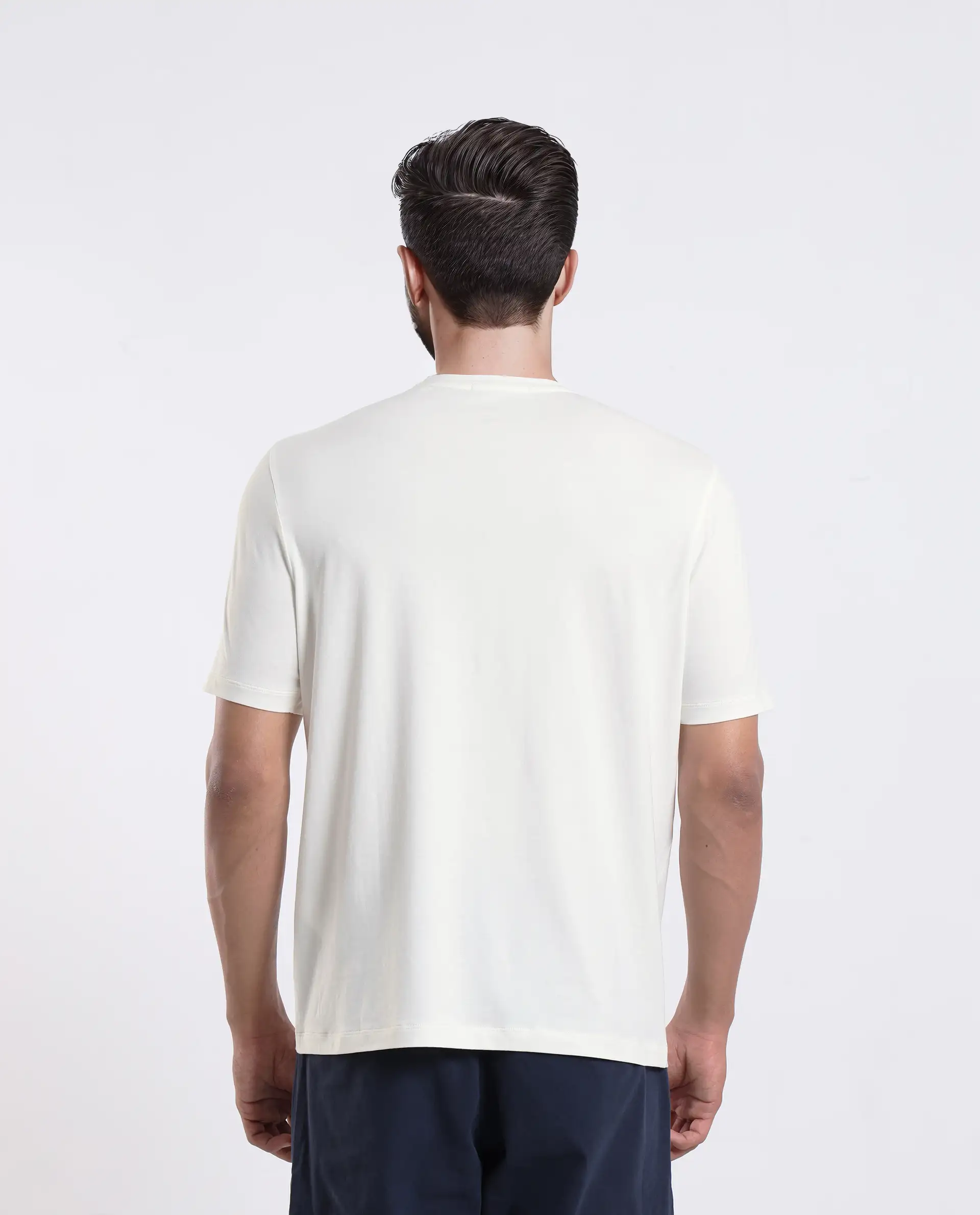 Rare Rabbit Men's Andem Off White Cotton Blend Graphic Print Regular Fit Half Sleeve Crew Neck T-Shirt - Image 8