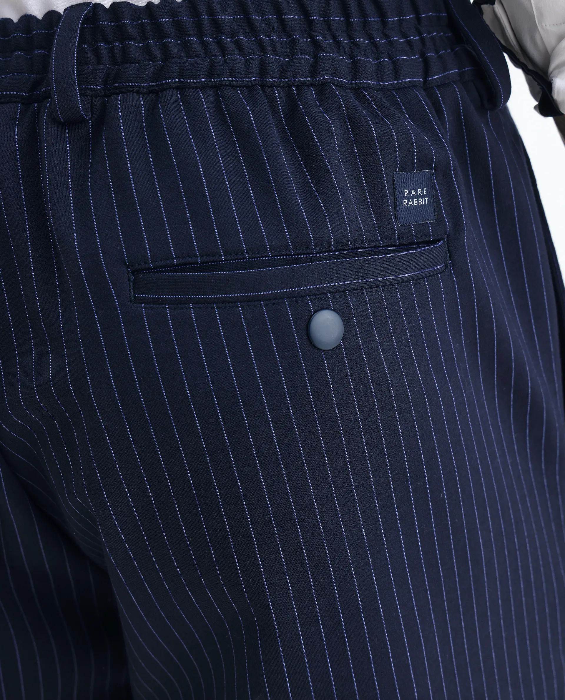 Rare Rabbit Men's Ander Navy Plain Regular Fit Trouser - Image 7