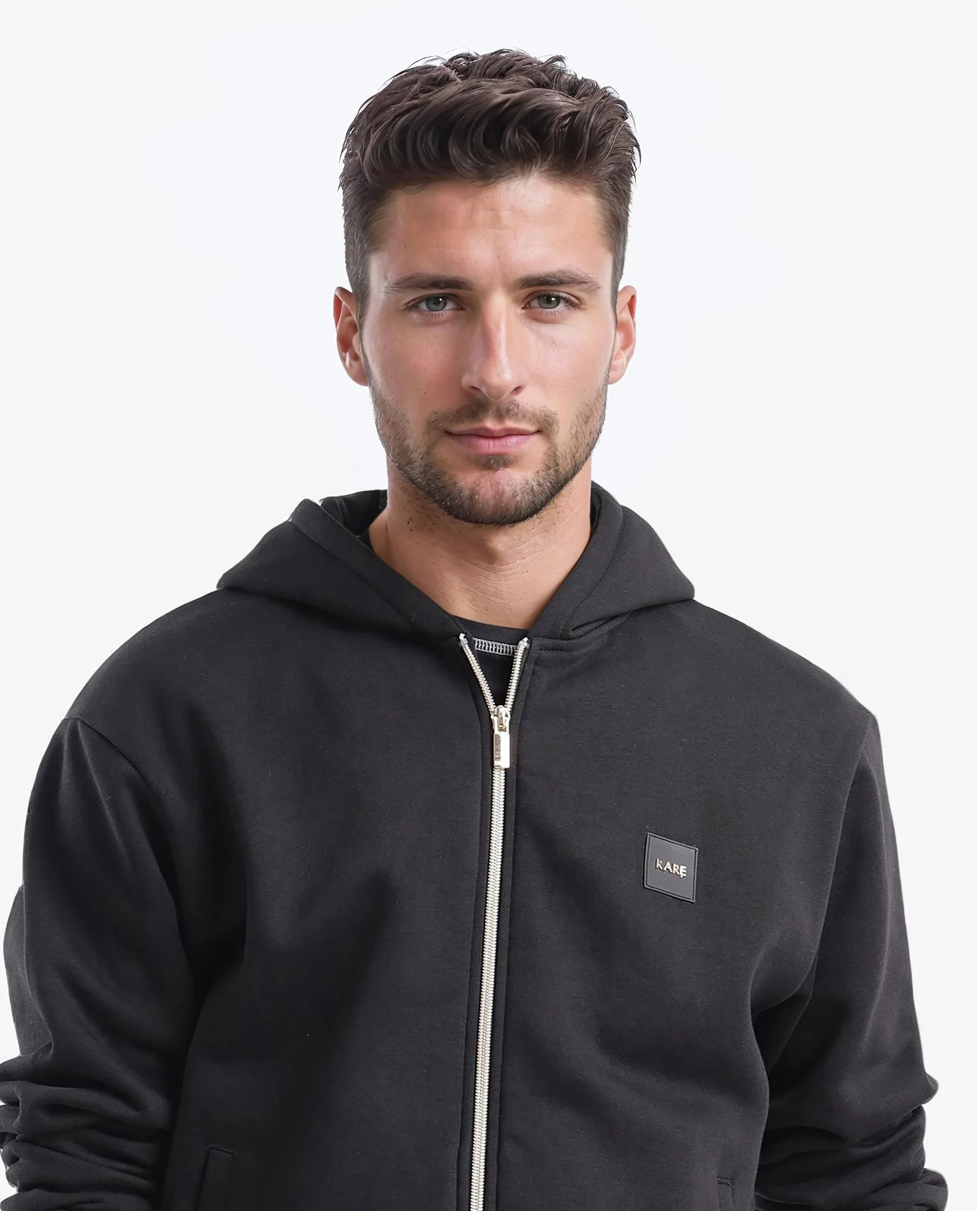 Rare Rabbit Men's Anderson-2 Black Cotton Brand Logo Print Regular Fit Full Sleeve Hooded Sweatshirt - Image 6