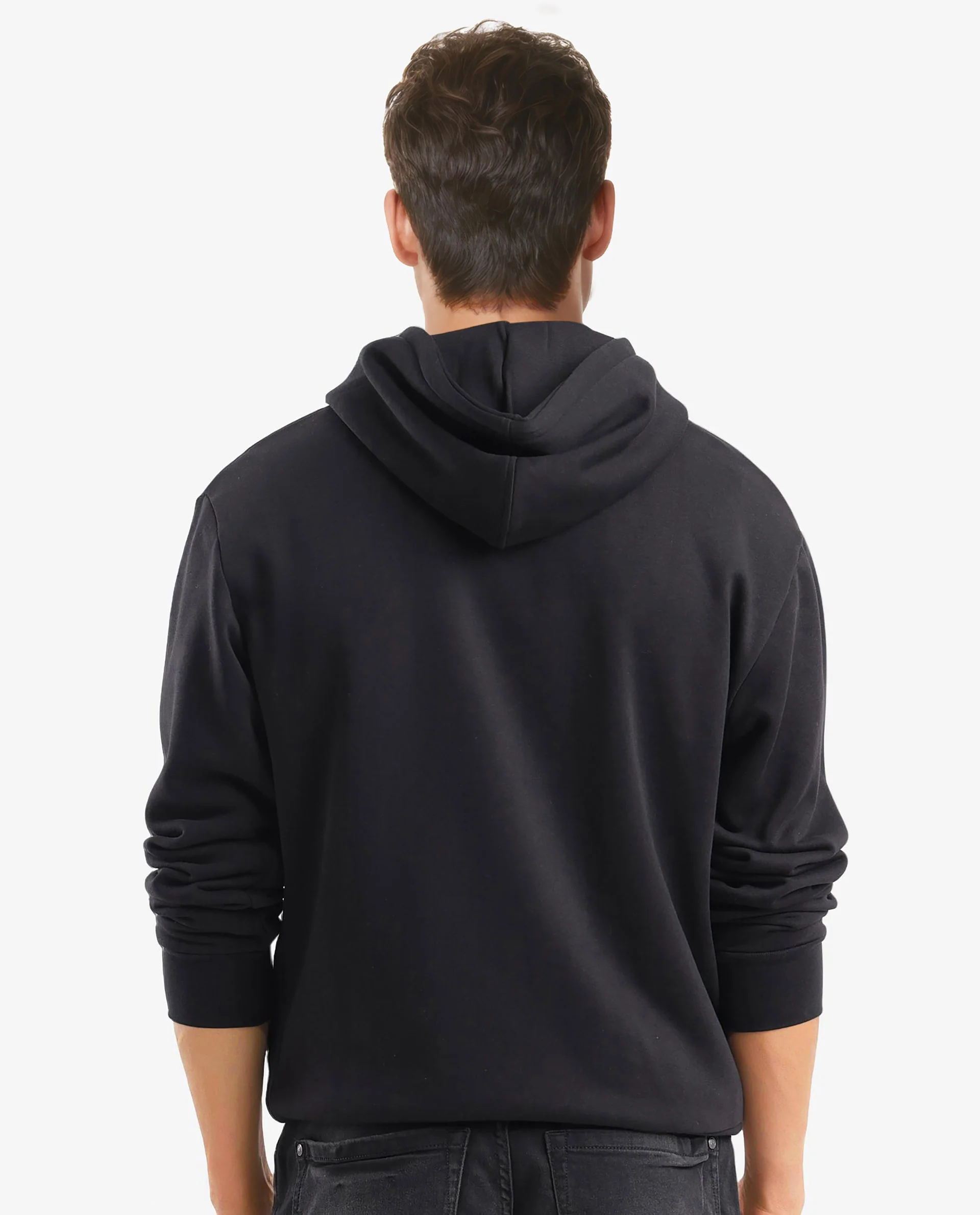 Rare Rabbit Men's Anderson-2 Black Cotton Brand Logo Print Regular Fit Full Sleeve Hooded Sweatshirt - Image 8