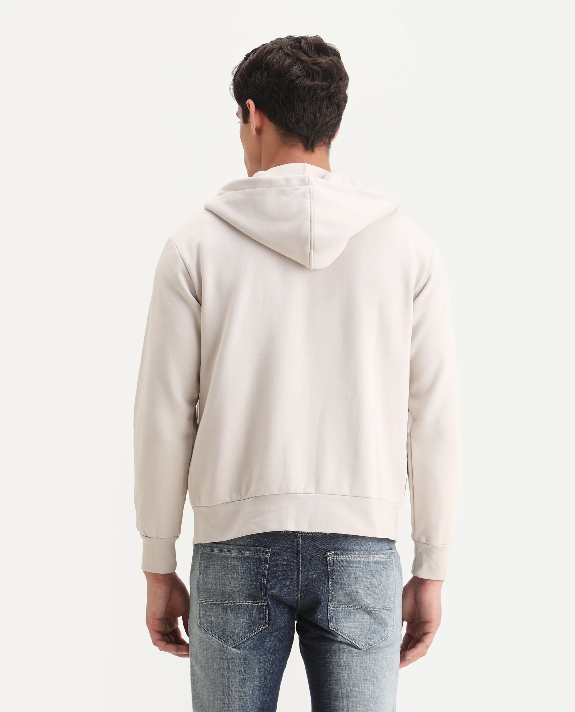 Rare Rabbit Men's Anderson-2 Off White Cotton Brand Logo Print Regular Fit Full Sleeve Hooded Sweatshirt - Image 7