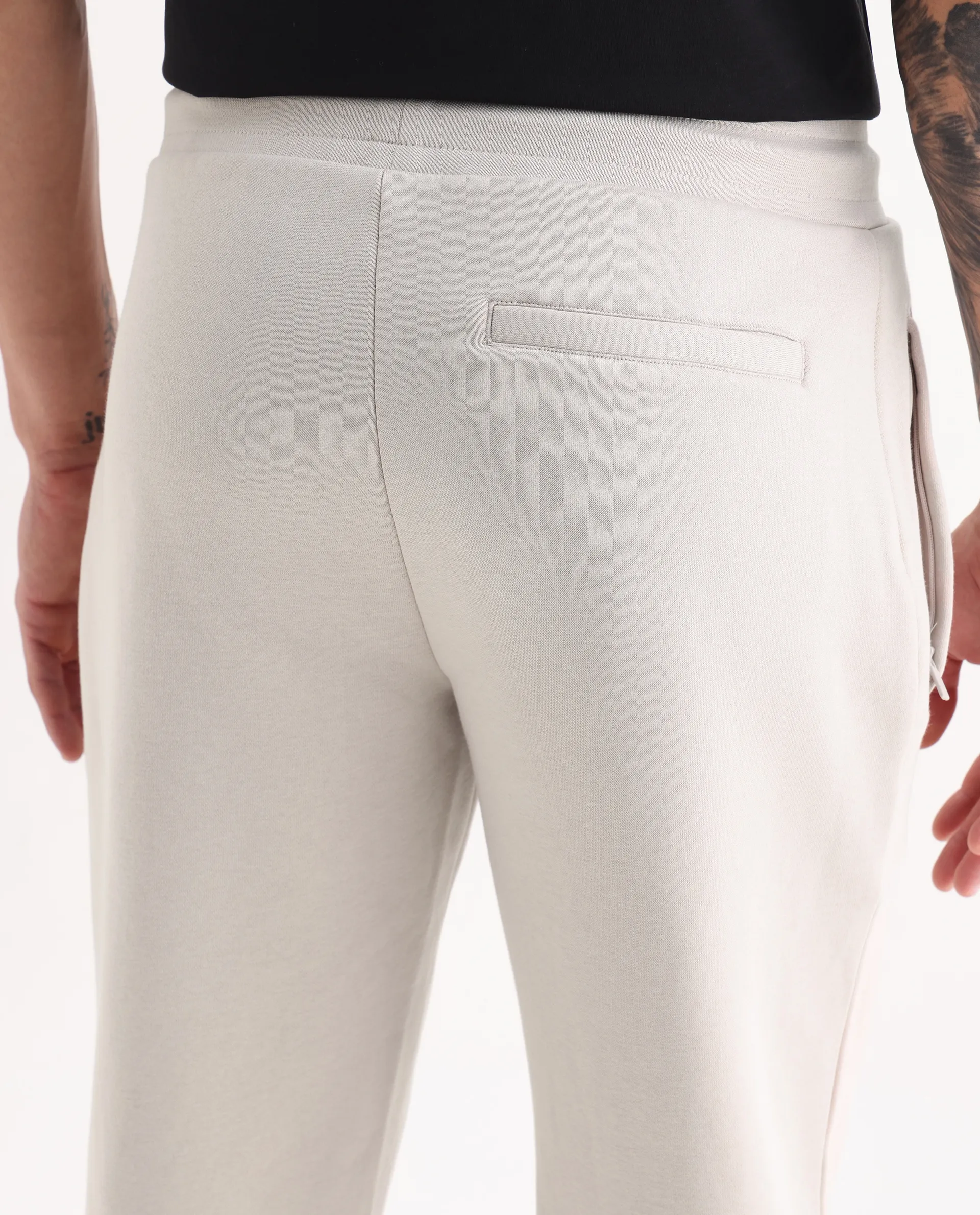 Rare Rabbit Men's Anderson-B25 Beige Cotton Blend Plain Joggers - Image 3