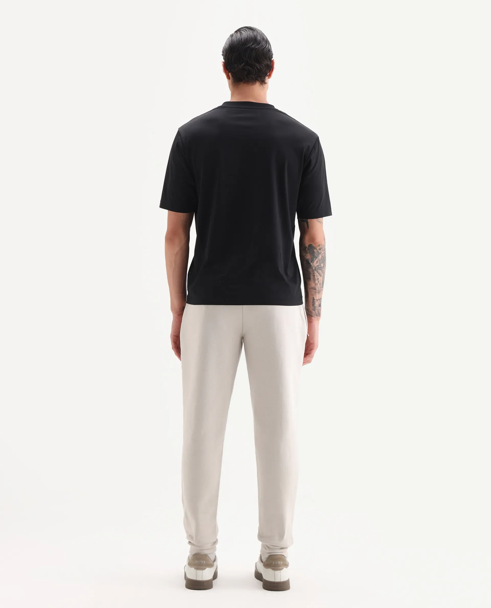 Rare Rabbit Men's Anderson-B25 Beige Cotton Blend Plain Joggers - Image 8