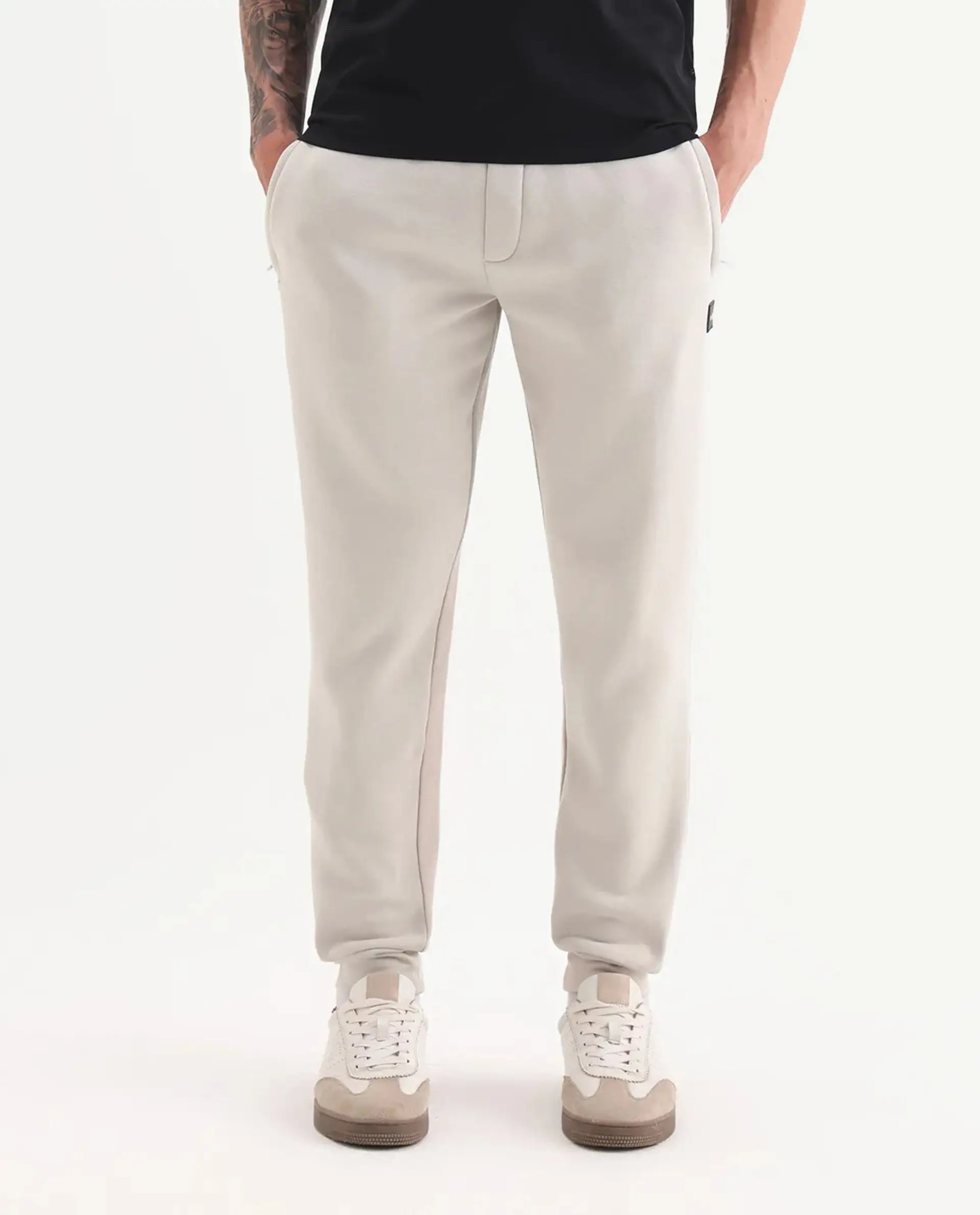 Rare Rabbit Men's Anderson-B25 Beige Cotton Blend Plain Joggers - Image 9