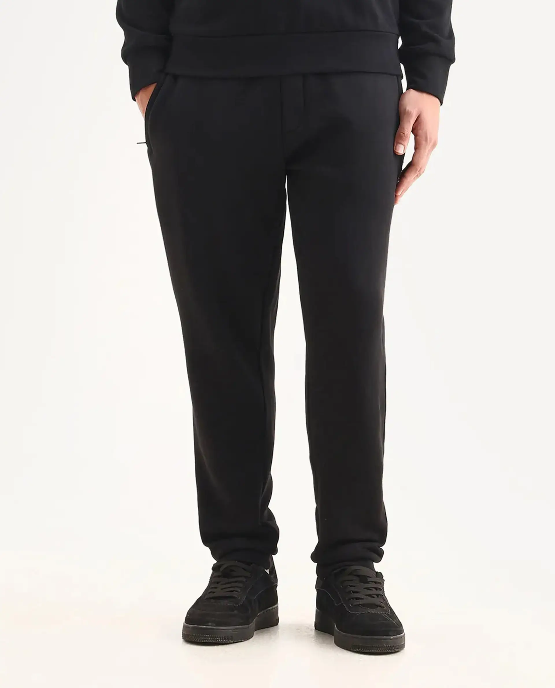 Rare Rabbit Men's Anderson-B25 Black Cotton Blend Fabric Badge Print Joggers - Image 9
