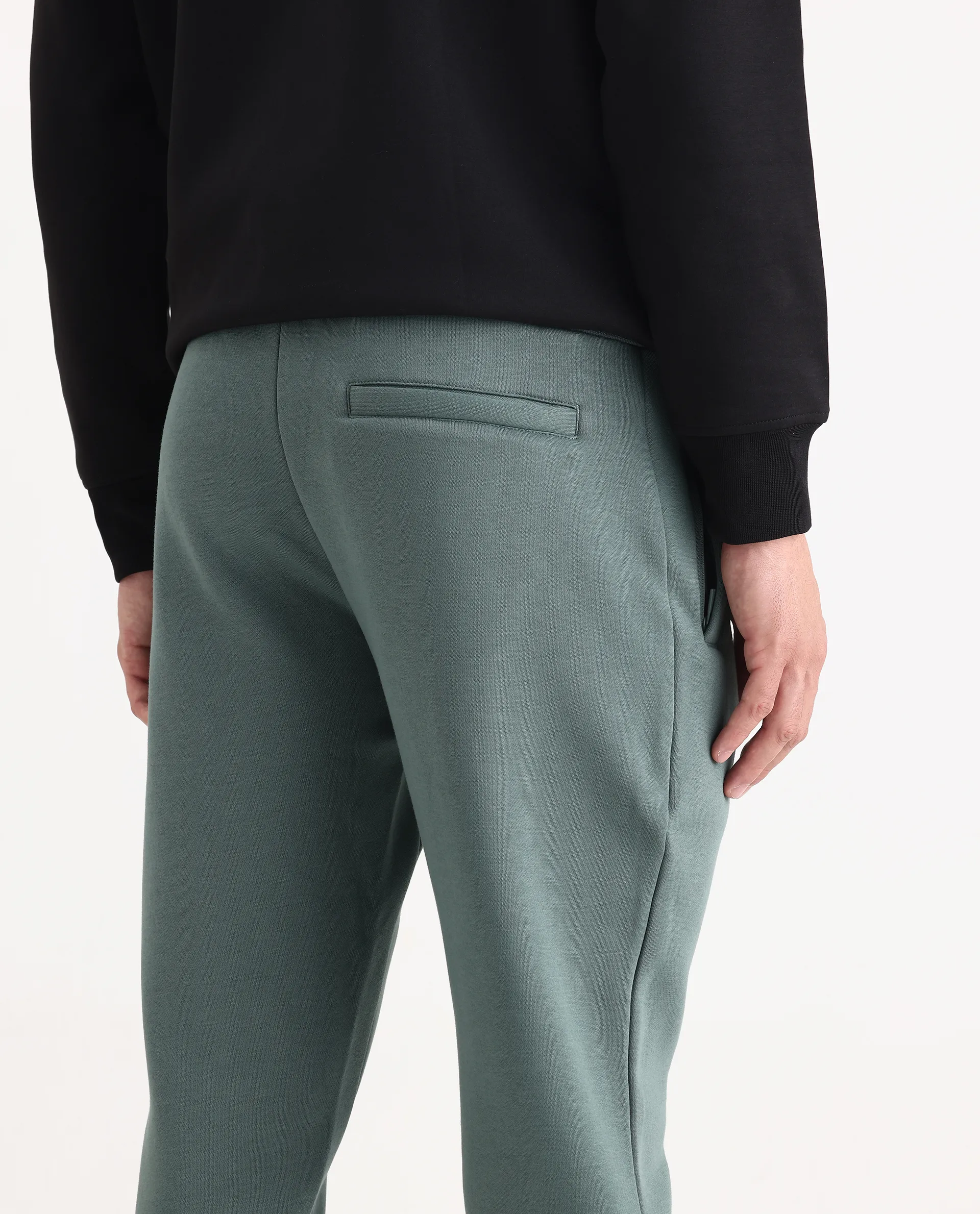 Rare Rabbit Men's Anderson-B25 Dusky Green Cotton Blend Fabric Regular Fit Badge Print Joggers - Image 6
